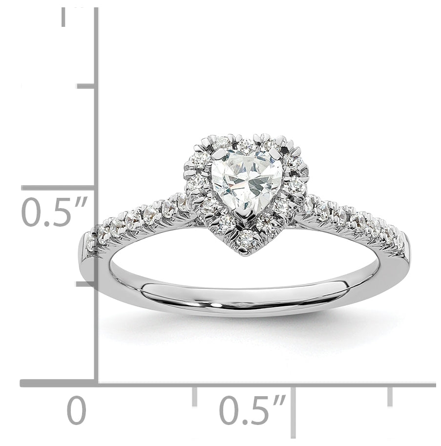 14k White Gold Halo (Holds 1/4 carat (4.2mm) Heart Center) 1/4 carat Diamond Semi-mount Engagement Ring