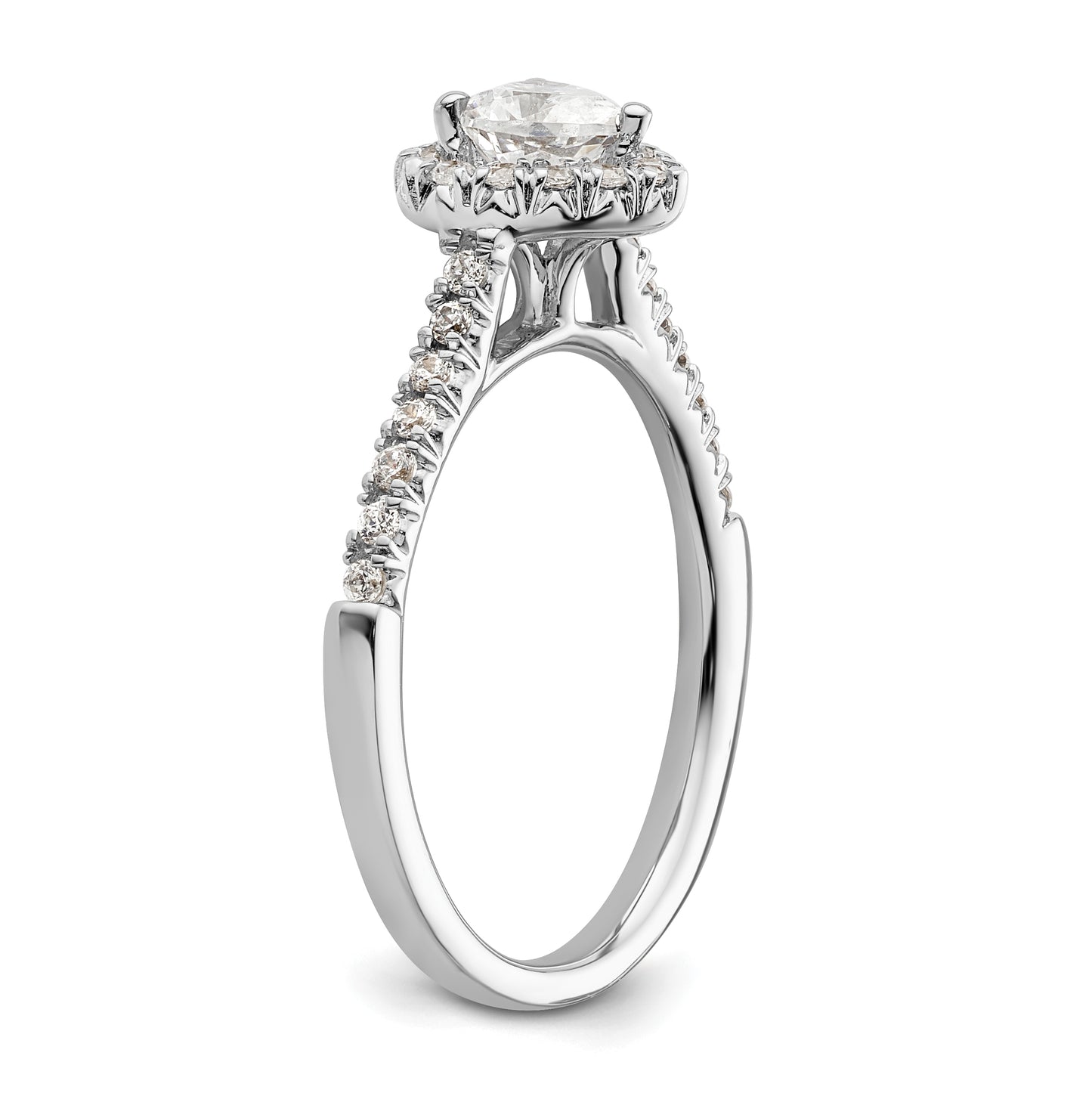 14k White Gold Halo (Holds 1/2 carat (5.2mm) Heart Center) 1/4 carat Diamond Semi-mount Engagement Ring