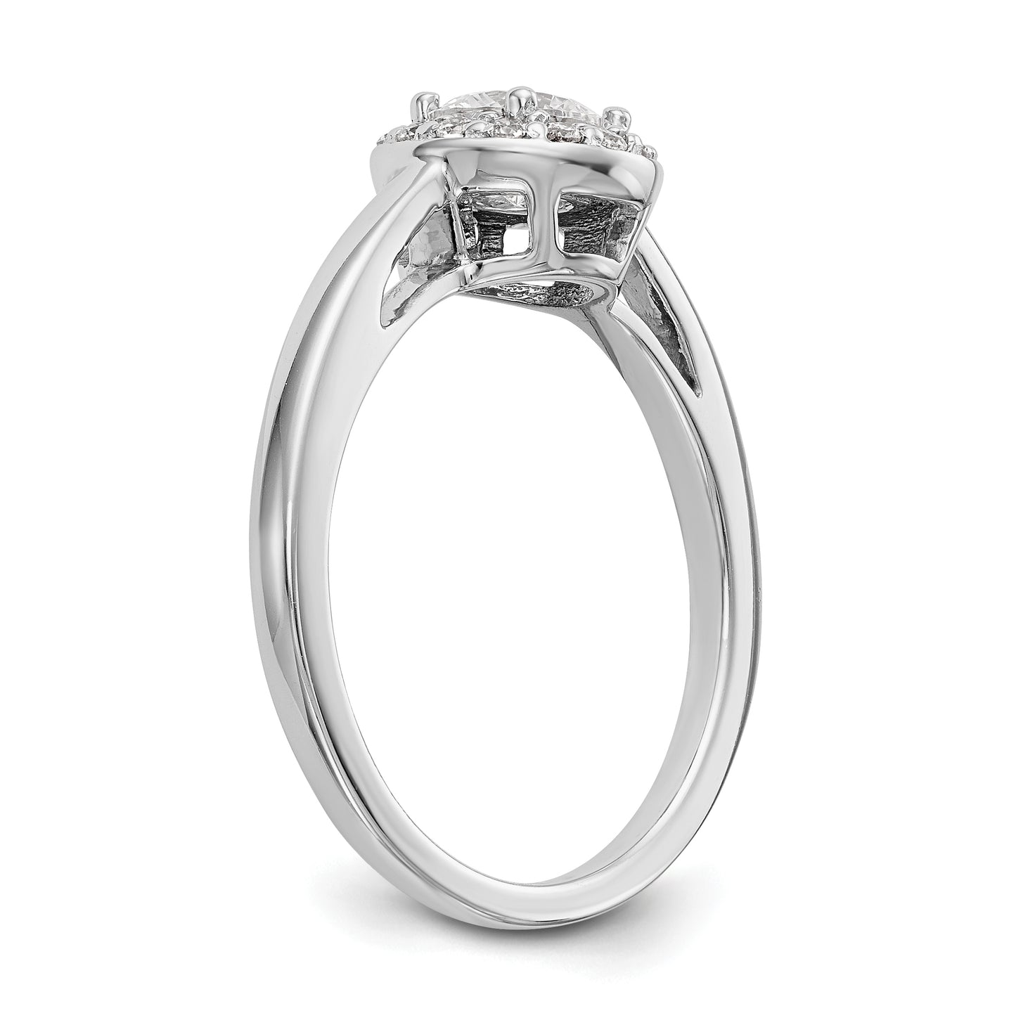 14K White Gold Halo (Holds 1/2 carat (5.2mm) Round Center) 1/8 carat Diamond Semi-Mount Engagement Ring