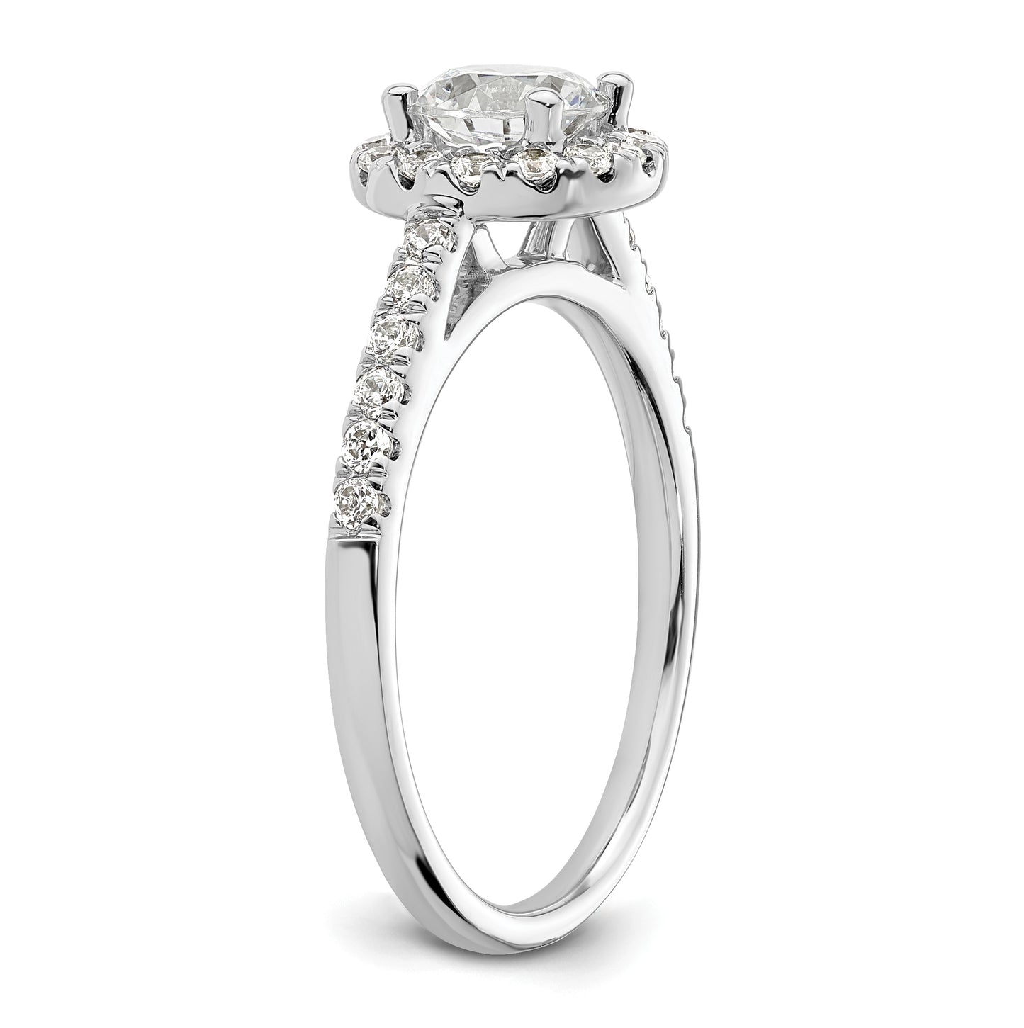 14K White Gold Halo (Holds 3/4 carat (5.8mm) Round Center) 3/8 carat Diamond Semi-Mount Engagement Ring