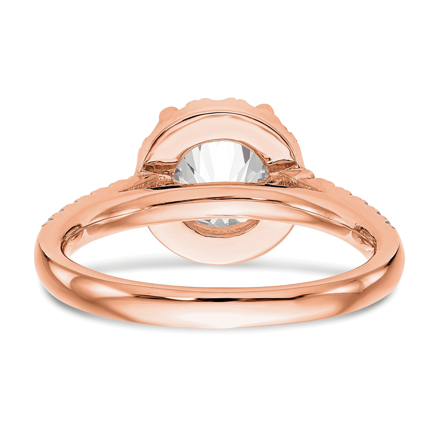 14K Rose Gold Round Diamond Semi-Mount Halo Engagement Ring