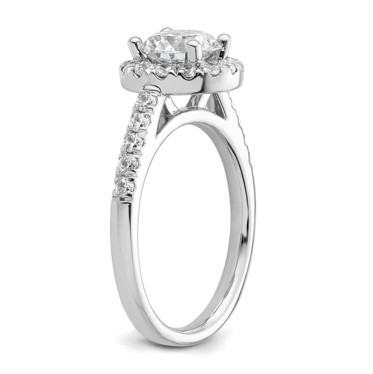 14K White Gold Halo (Holds 1.25 carat (7.00mm) Round Center) 5/8 carat Diamond Semi-Mount Engagement Ring