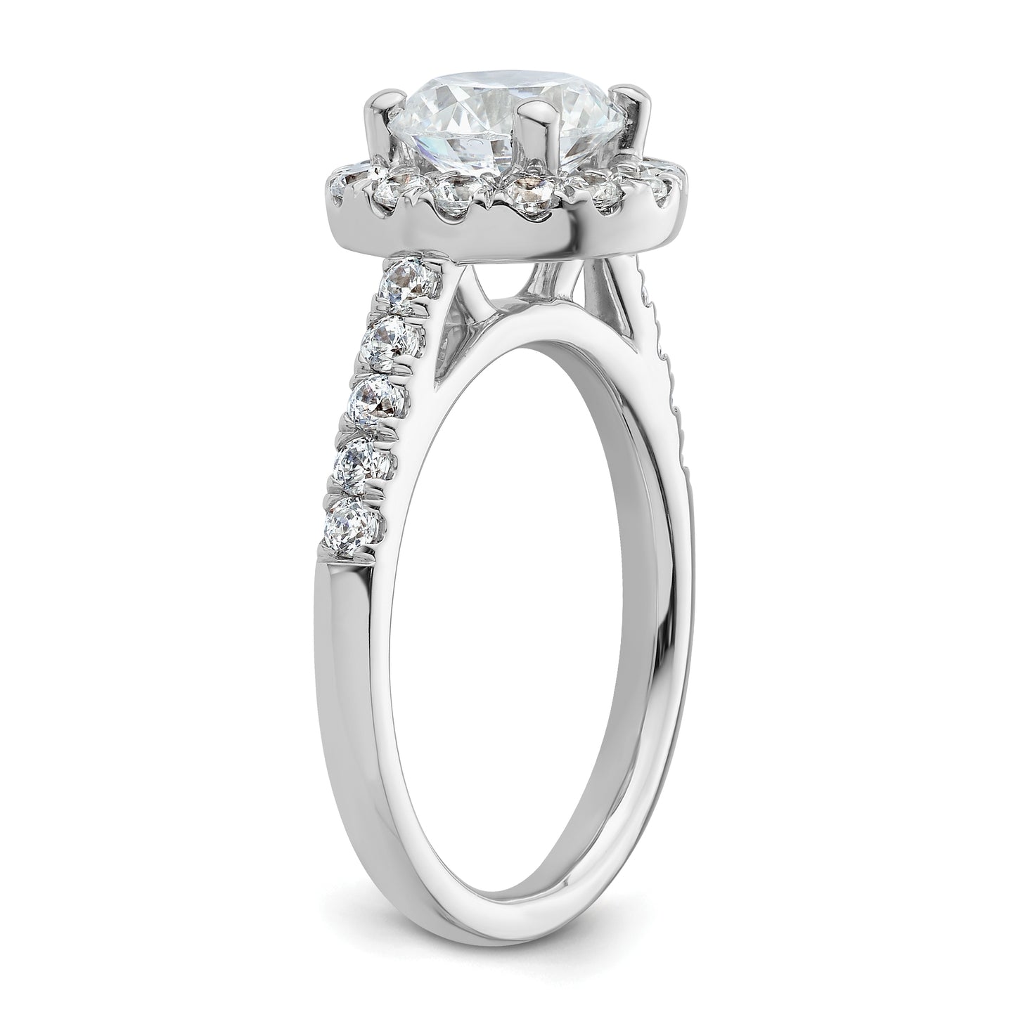 14K White Gold Halo (Holds 1.5 carat (7.5mm) Round Center) 3/4 carat Diamond Semi-Mount Engagement Ring