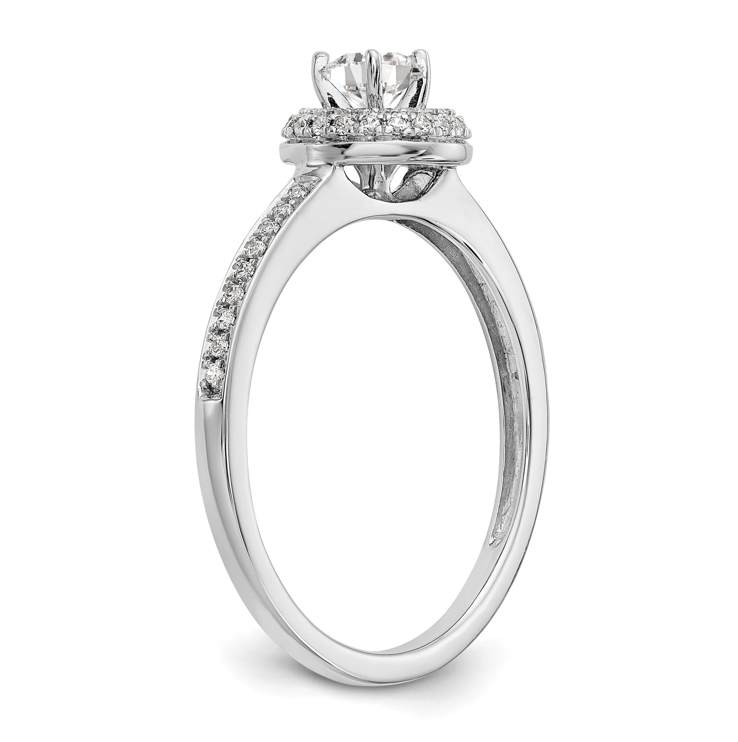 14K White Gold Halo Plus (Holds 1/4 carat (4.00mm) Round Center) 1/6 carat Diamond Semi-Mount Engagement Ring