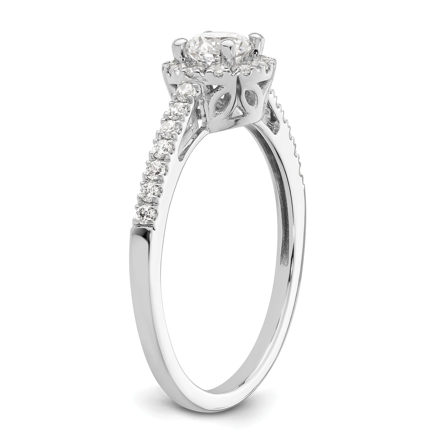 14K White Gold Halo Plus (Holds 1/4 carat (4.5mm) Round Center) 1/4 carat Diamond Semi-Mount Engagement Ring