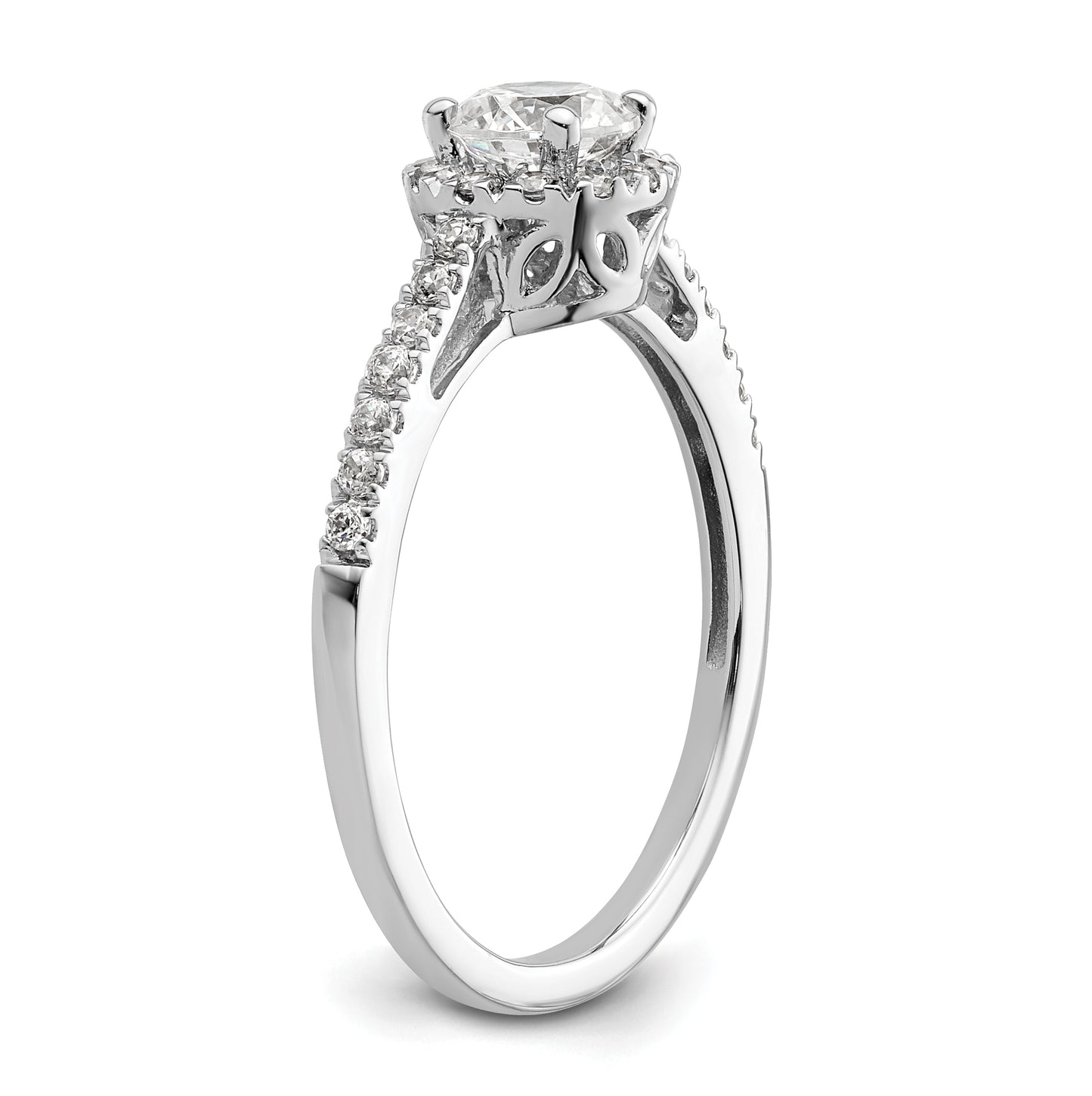 14K White Gold Halo Plus (Holds 1/2 ct (5.2mm) Round Center) 1/4 ct Diamond Semi-Mount Engagement Ring