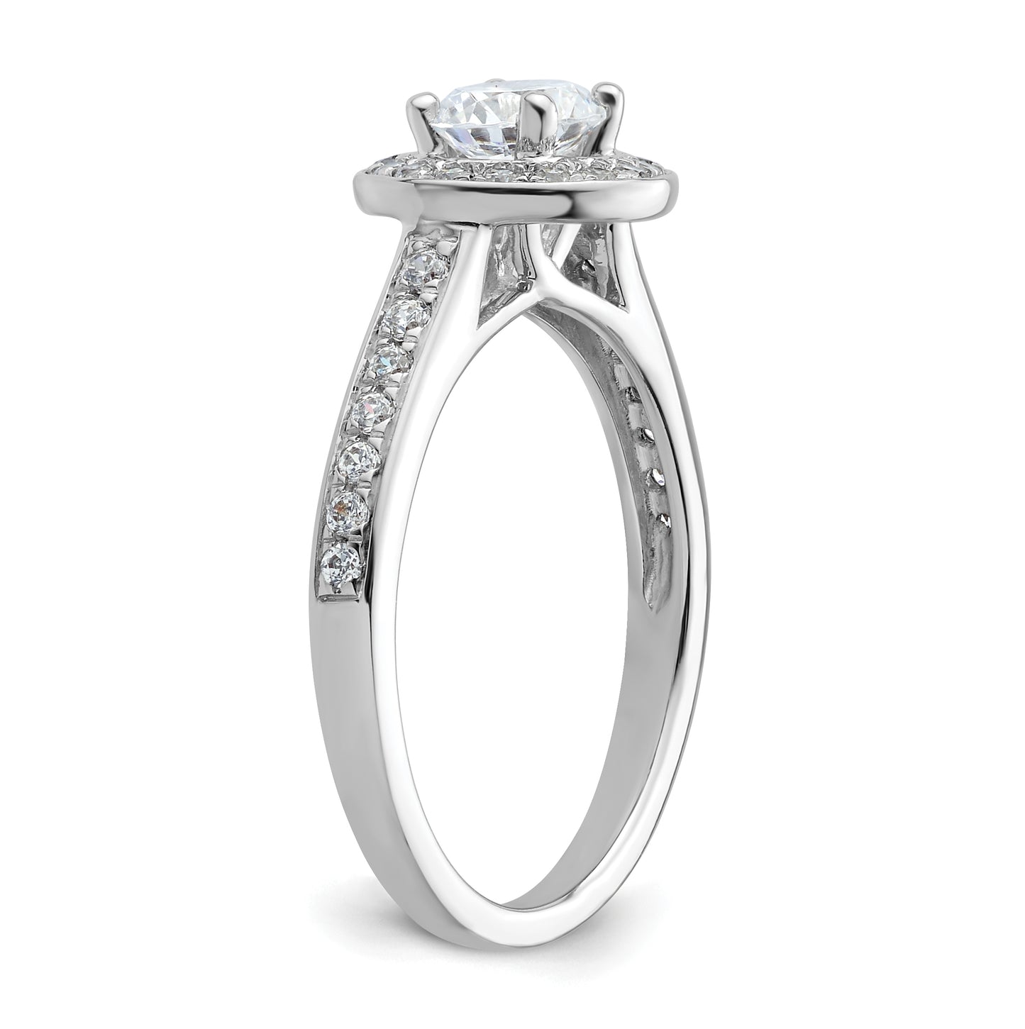 14K White Gold Halo Plus (Holds 1/2 carat (5.2mm) Round Center) 1/3 carat Diamond Semi-Mount Engagement Ring, 2.3 mm