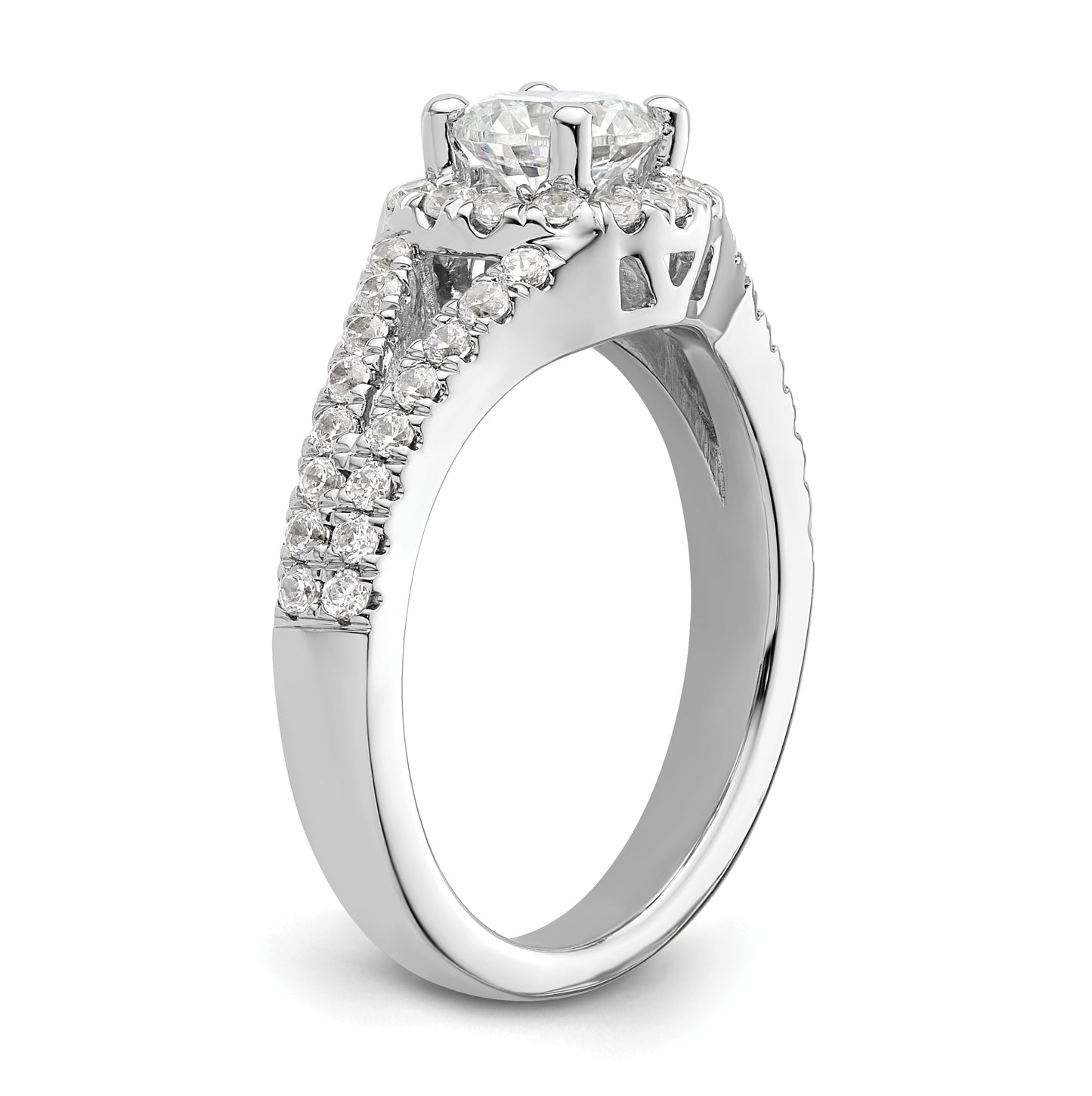 14K White Gold Halo Plus (Holds 3/4 carat (5.8 mm) Round Center) 5/8 carat Diamond Semi-Mount Engagement Ring