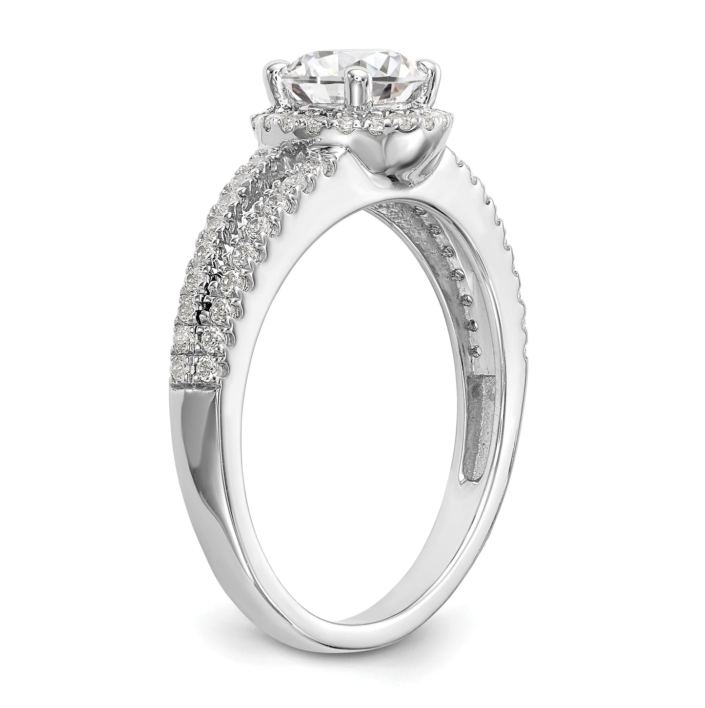 14K White Gold Halo Plus (Holds 3/4 carat (6.00 mm) Round Center) 1/3 carat Diamond Semi-Mount Engagement Ring
