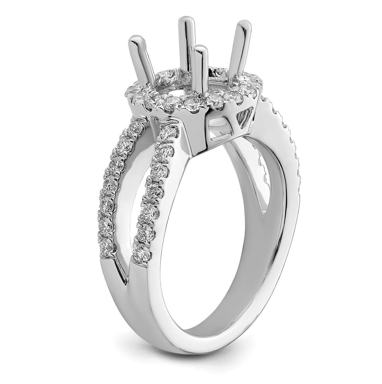 True Origin 14K White Gold 7/8 carat Lab Grown Diamond VS/SI D E F Semi Mount Round Halo Engagement Ring