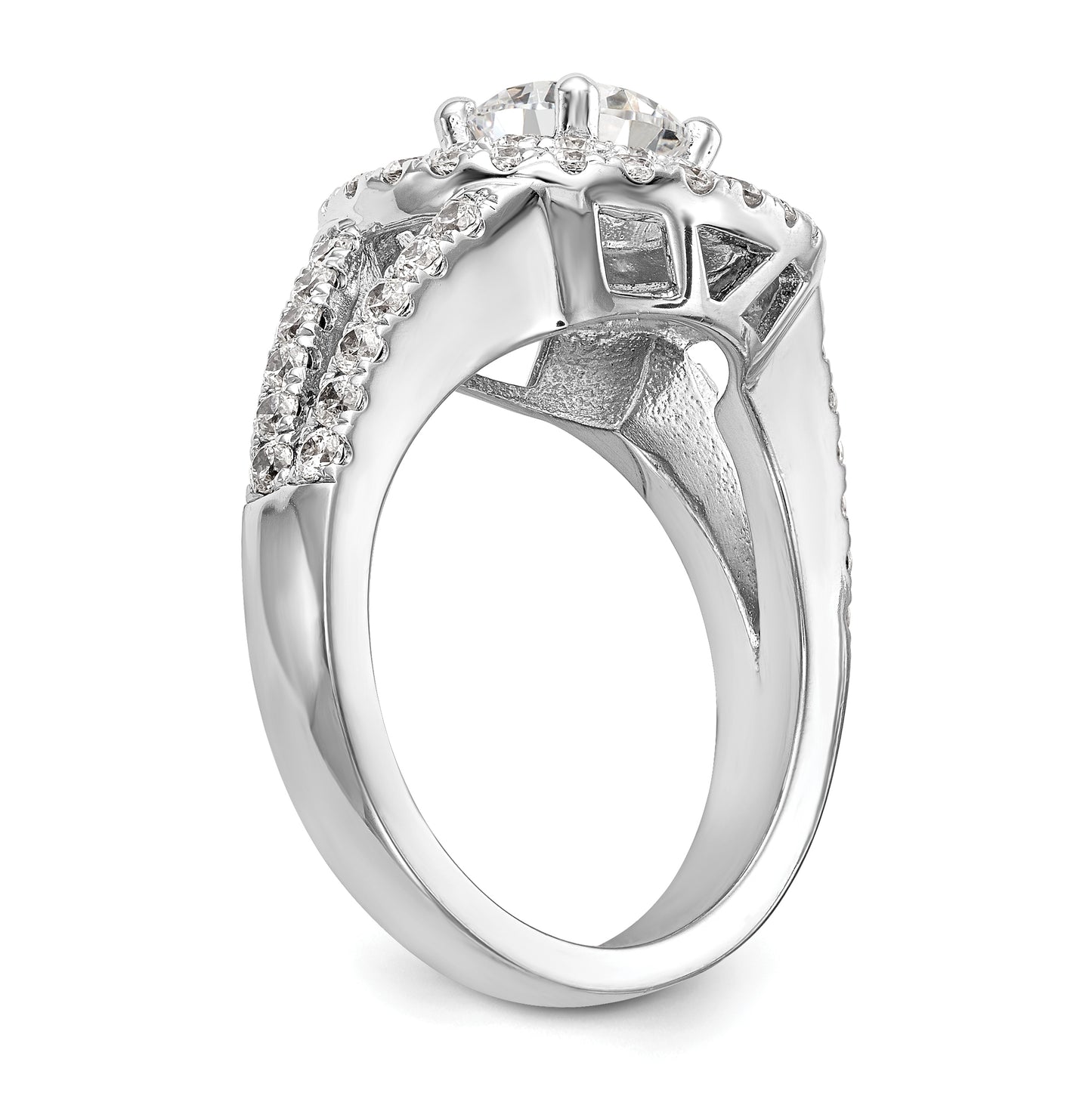 14K White Gold Round Diamond Semi-Mount Double Halo Engagement Ring