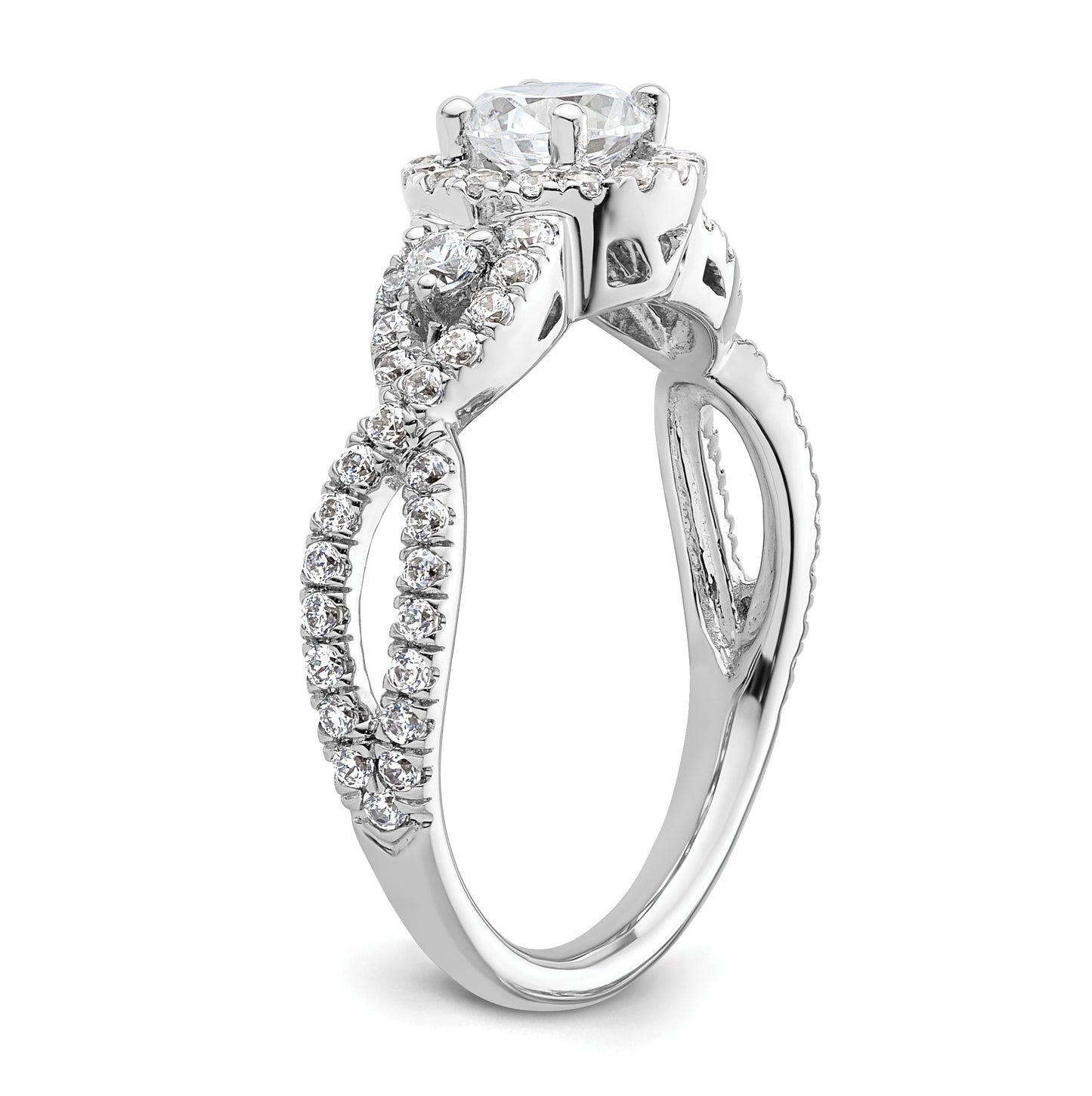 14K White Gold Halo Plus (Holds 1/2 carat (5.2 mm) Round Center) 5/8 carat Diamond Semi-Mount Engagement Ring