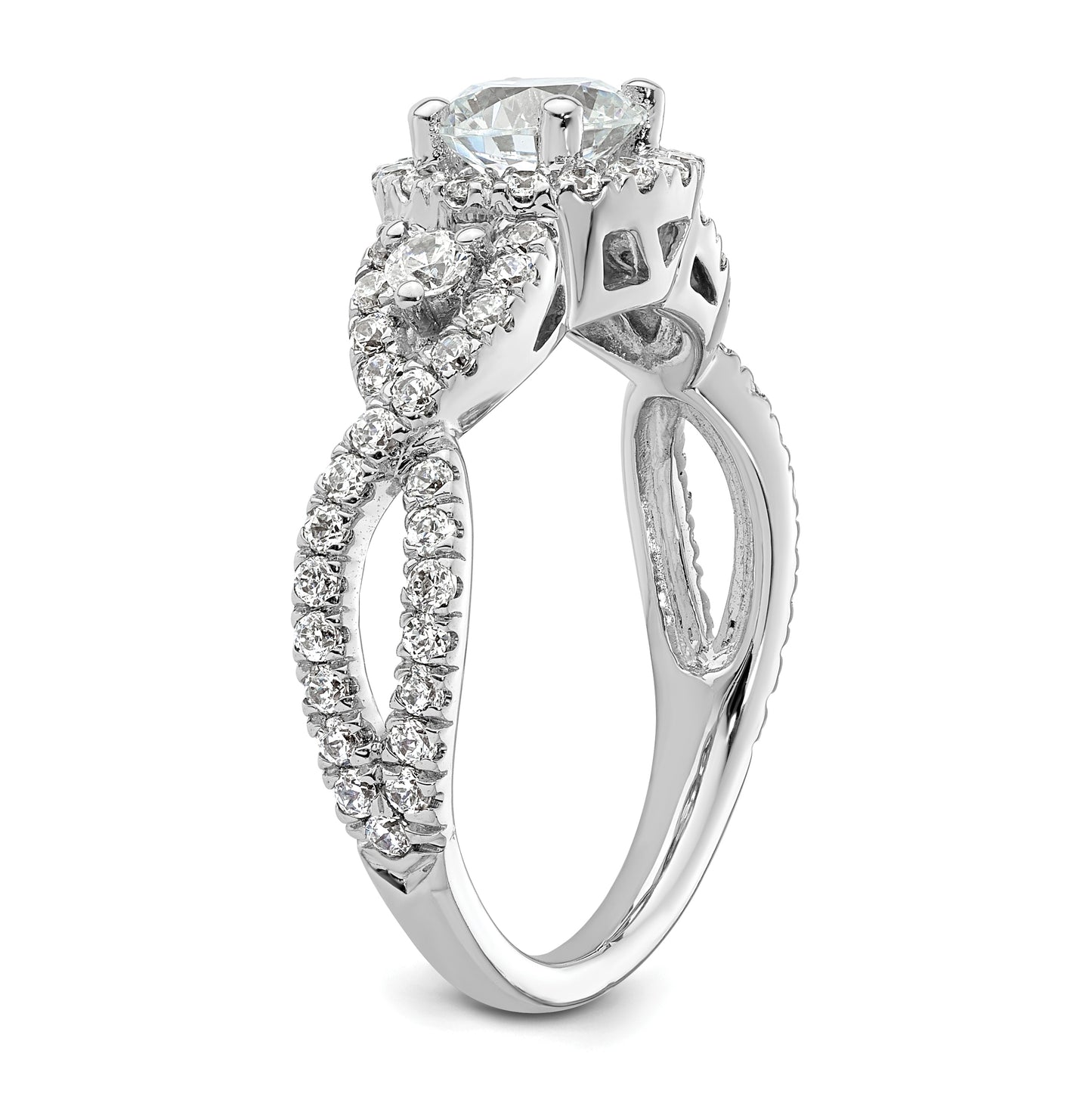 14K White Gold Halo Plus (Holds 3/4 carat (5.8mm) Round Center) 3/4 carat Diamond Semi-Mount Engagement Ring
