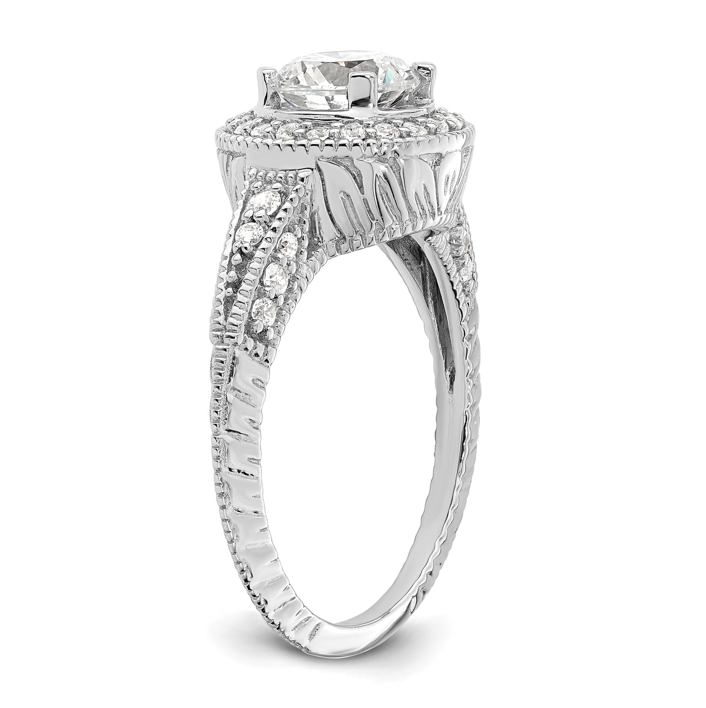 14K White Gold Halo Plus (Holds 3/4 carat (6.5mm) Round Center) 1/3 carat Diamond Semi-Mount Engagement Ring