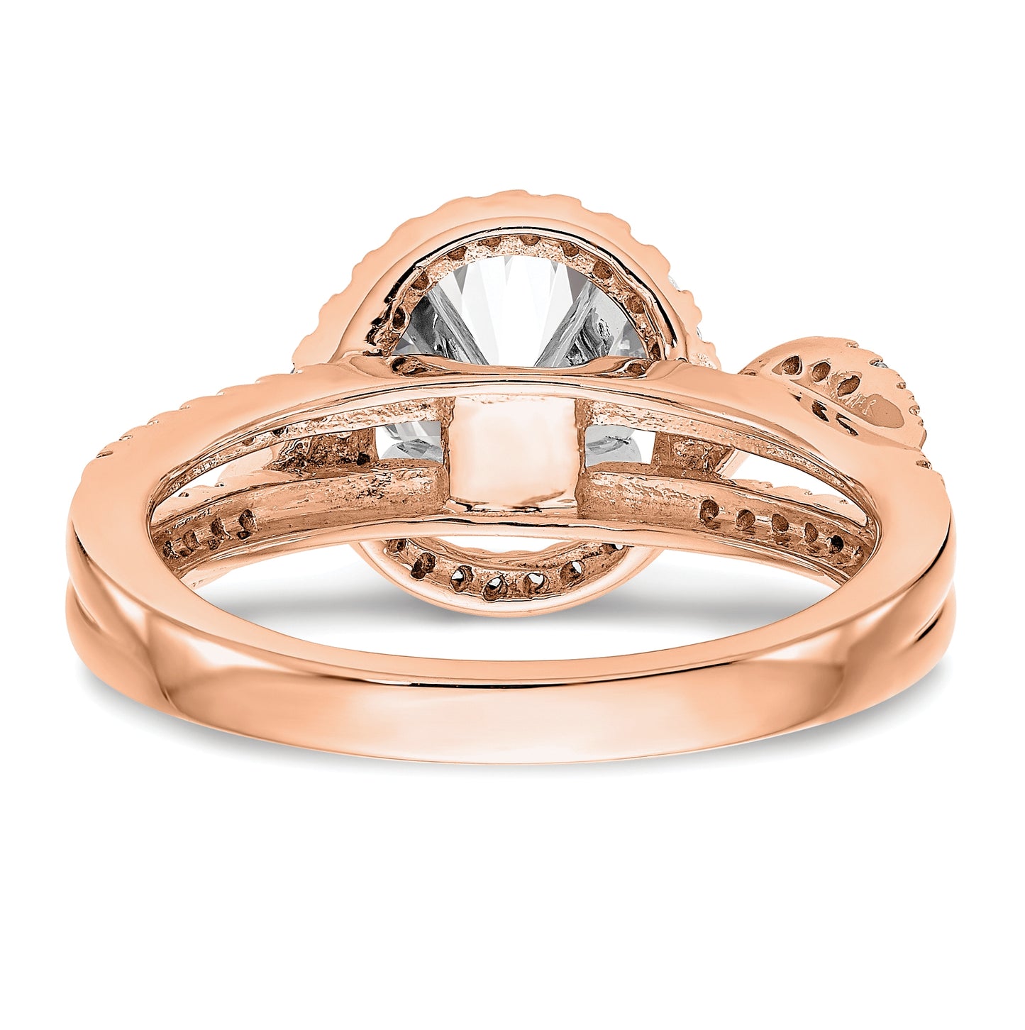14K Rose Gold Peg Set Diamond Semi-Mount Halo Eng Ring