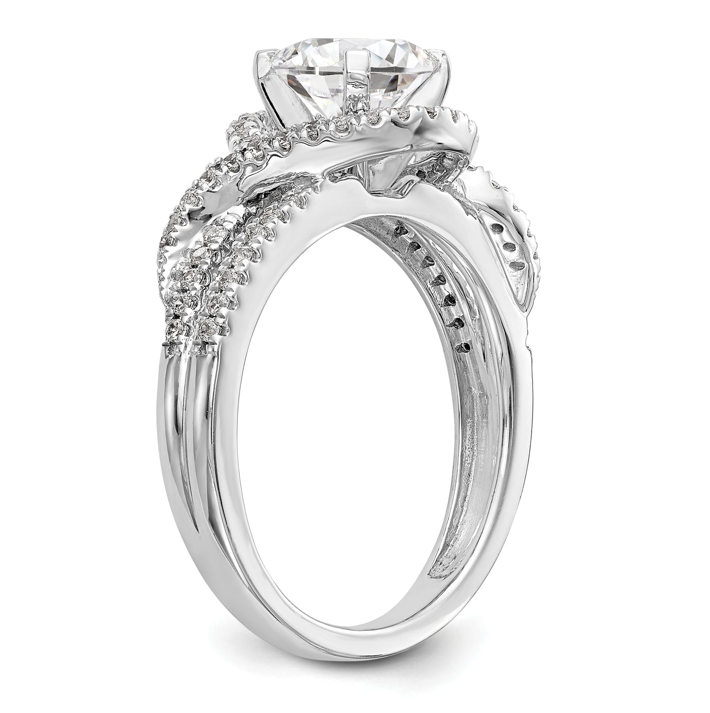 14K White Gold Halo Plus Peg Set 1/3 carat Diamond Semi-Mount Engagement Ring, 11 mm