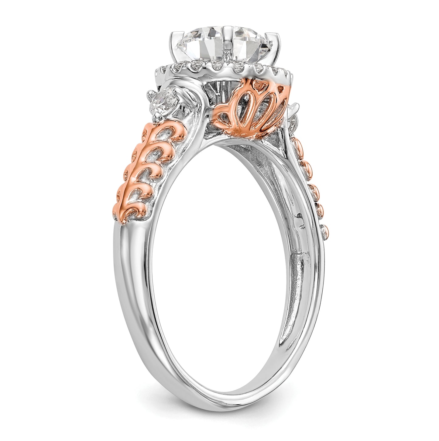 14K Two-tone Halo Plus Peg Set 1/4 carat Diamond Semi-Mount Engagement Ring