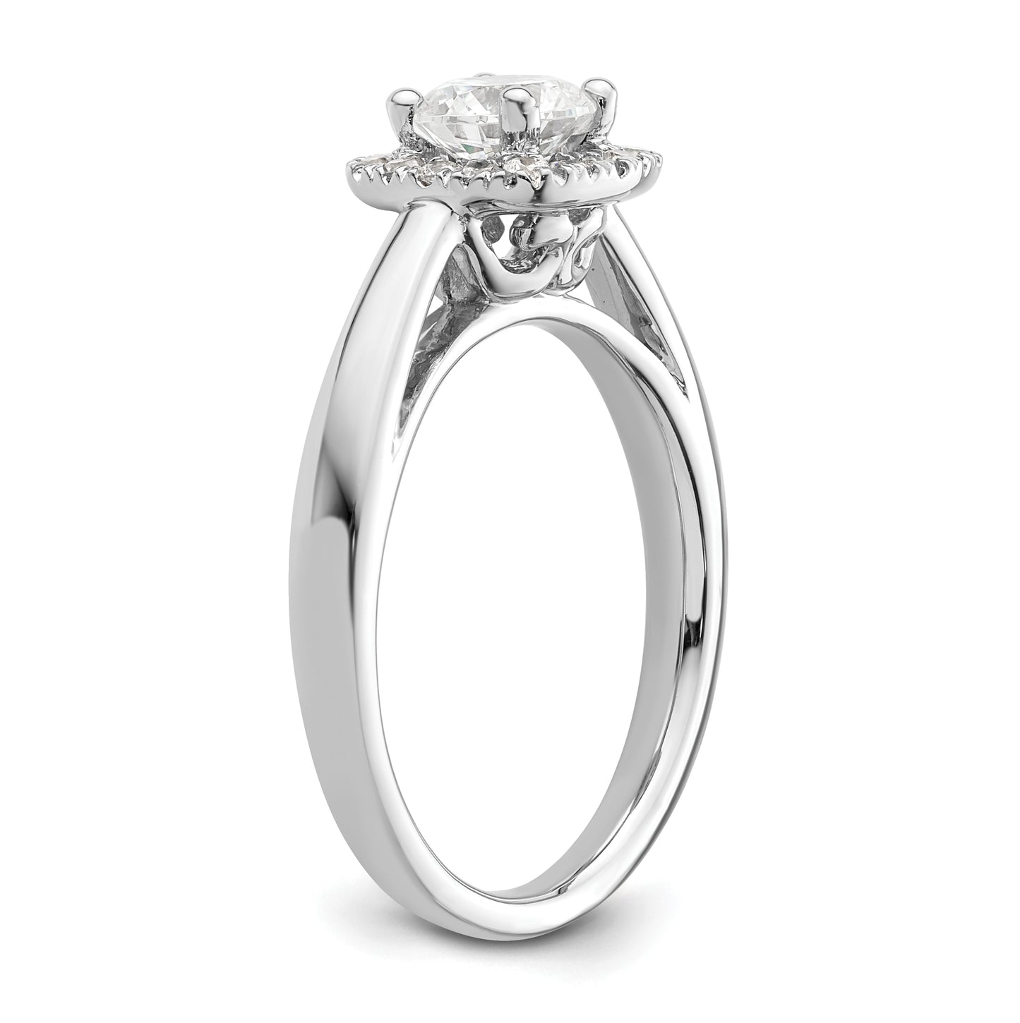 14K White Gold Halo (Holds 3/4 carat (5.8mm) Round Center) 1/5 carat Diamond Semi-Mount Engagement Ring