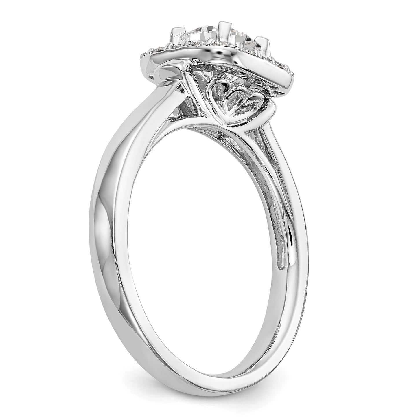 14k White Gold Halo Peg Set 1/4 carat Diamond Semi-Mount Engagement Ring
