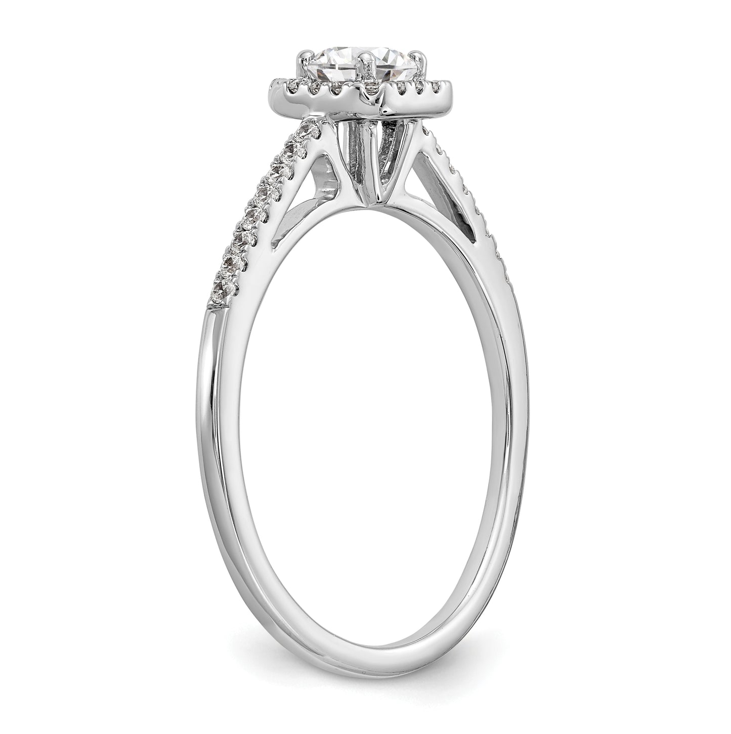 14K White Gold Halo Plus (Holds 1/3 carat (4.5mm) Round Center) 1/5 carat Diamond Semi-Mount Engagement Ring