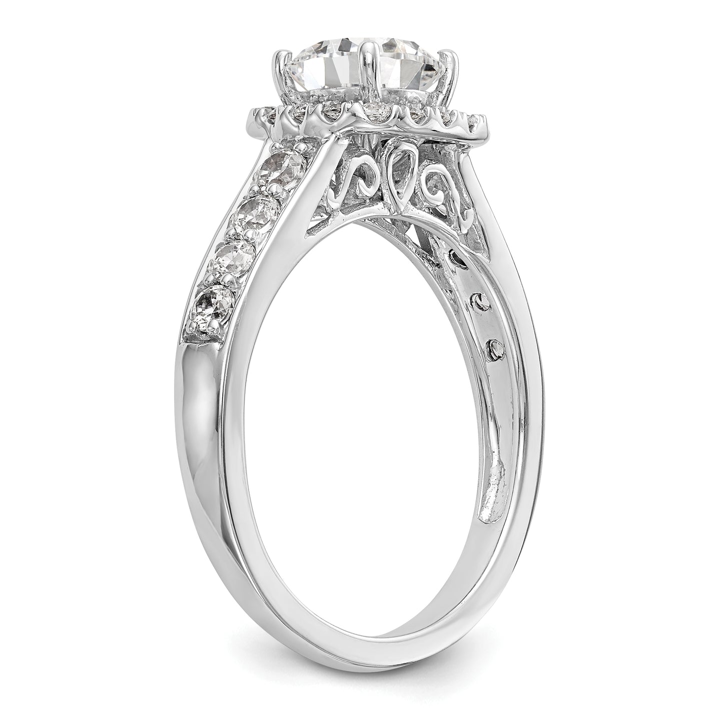 14k White Gold Halo Plus Peg Set 1/2 ct Diamond Semi-Mount Engagement Ring