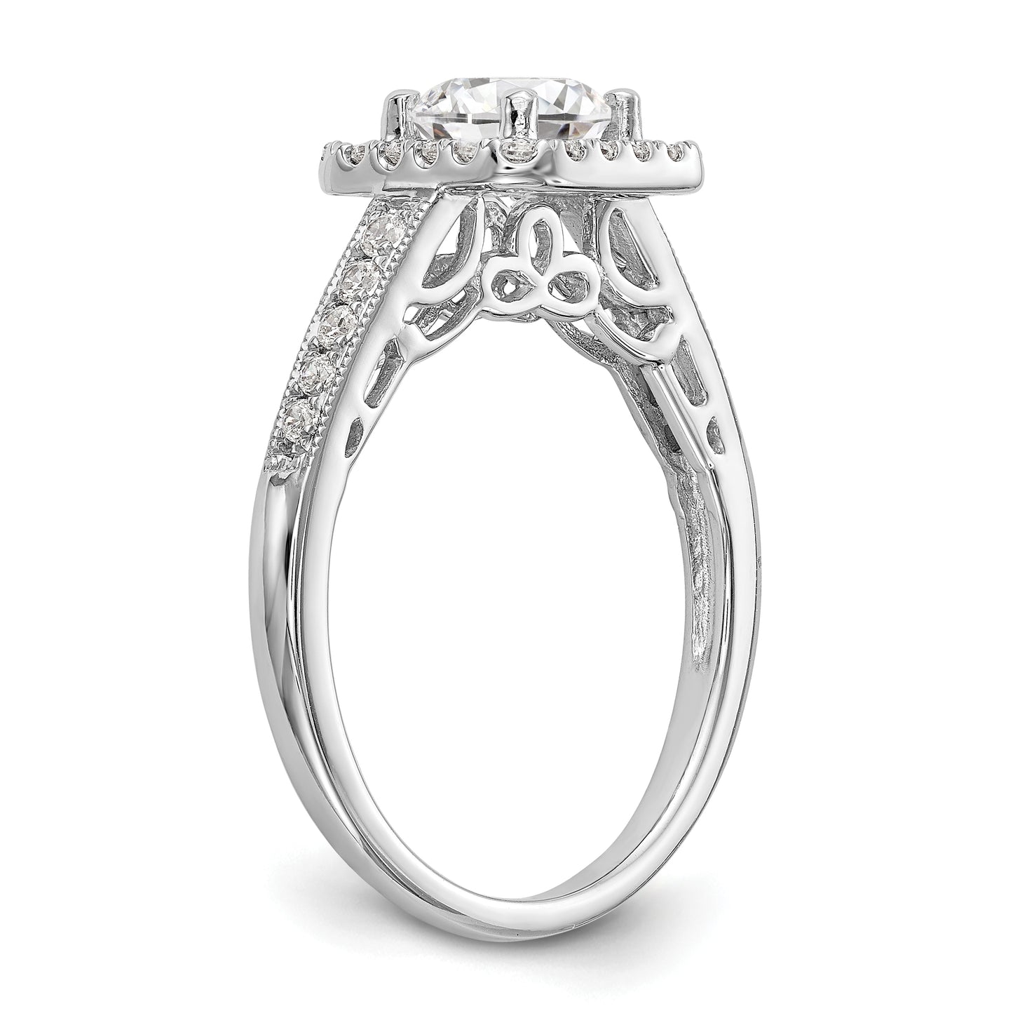14K White Gold Halo Plus (Holds 3/4 carat (6.00mm) Round Center) 1/3 carat Diamond Semi-Mount Engagement Ring