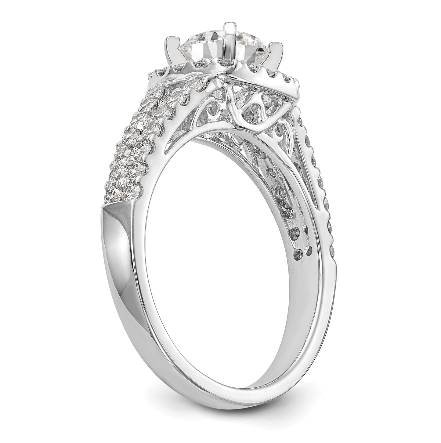 14K White Gold Halo Plus Peg Set 3/4 carat Diamond Semi-Mount Engagement Ring