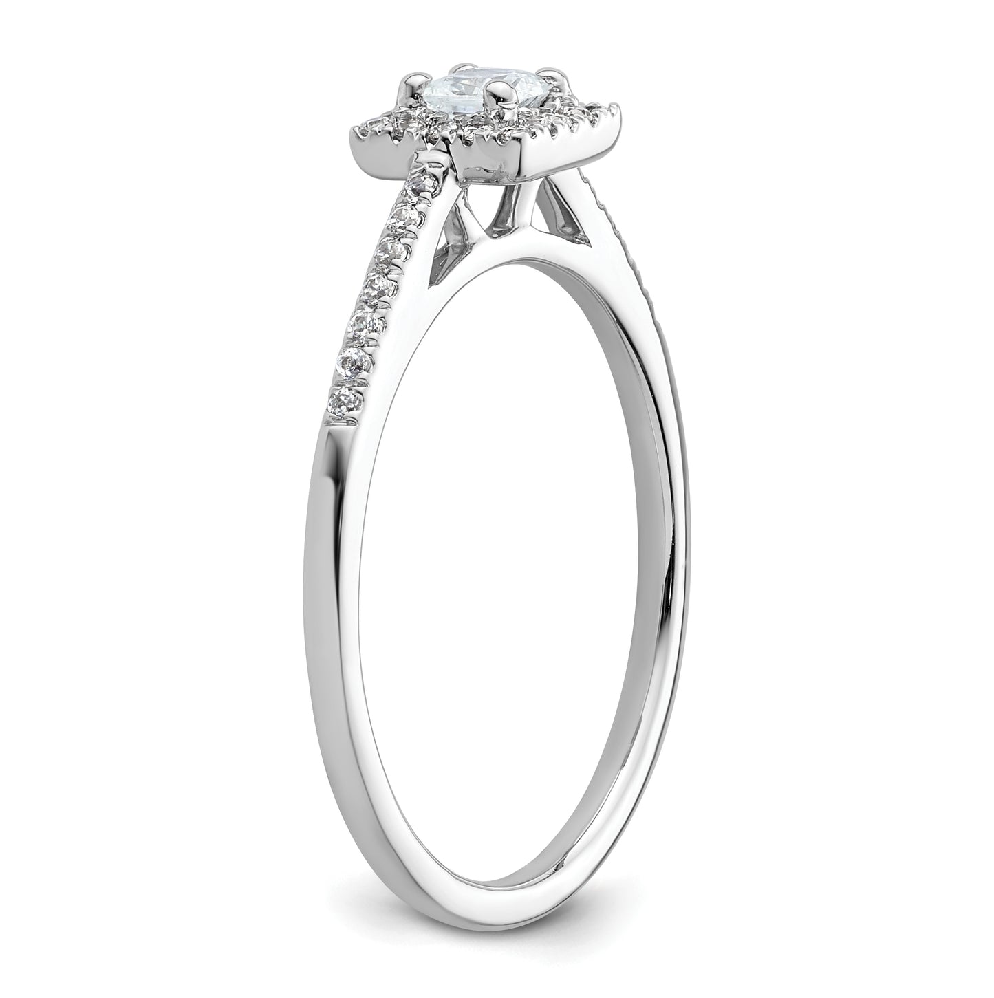 14K White Gold Halo Plus (Holds 1/4 carat (3.00mm) Princess Center) 1/6 carat Diamond Semi-Mount Engagement Ring