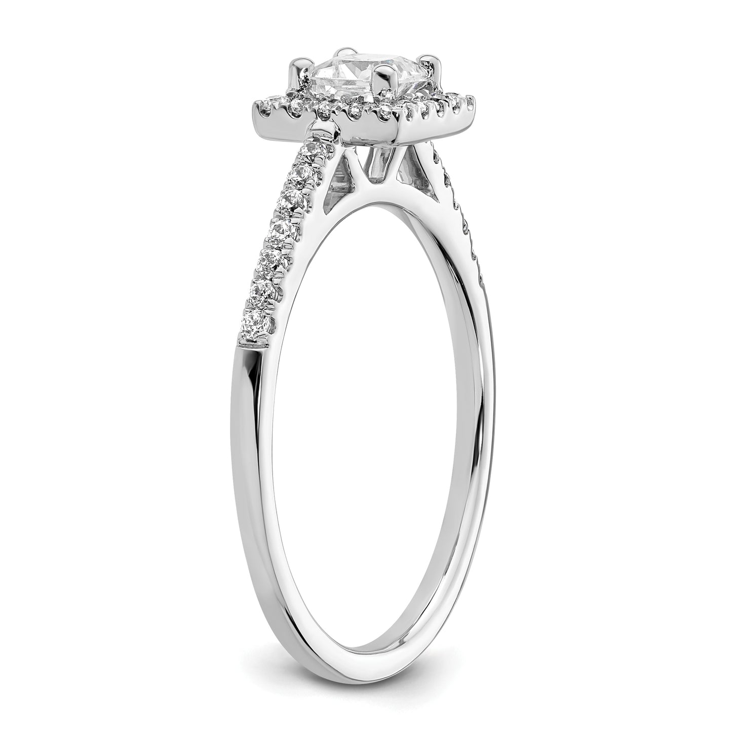 14K White Gold Halo Plus (Holds 1/3 carat (4.00 mm) Princess Center) 1/4 carat Diamond Semi-Mount Engagement Ring