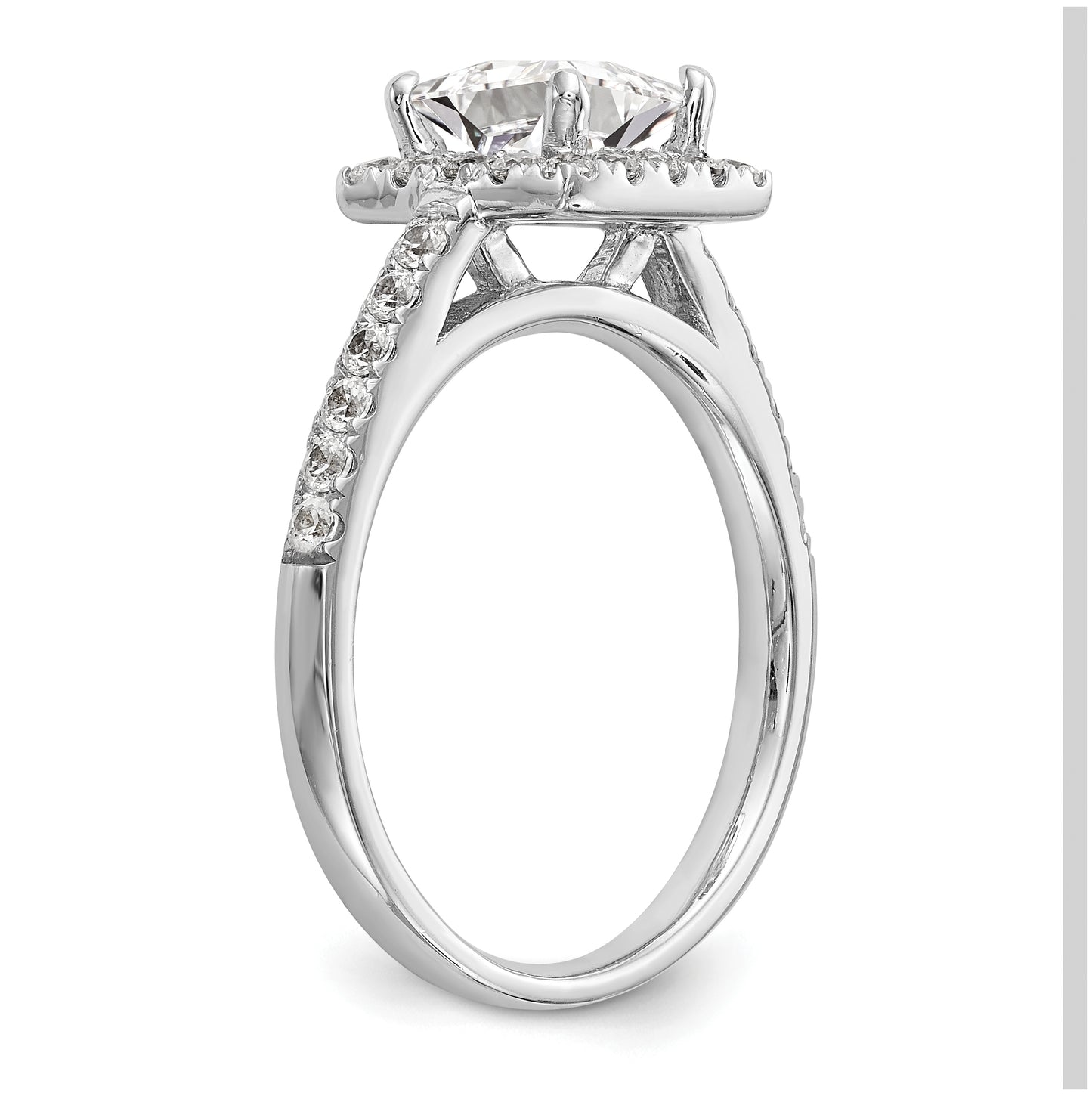 14K White Gold Halo Plus (Holds 1 carat (5.5 mm) Princess Center) 1/2 carat Diamond Semi-Mount Engagement Ring
