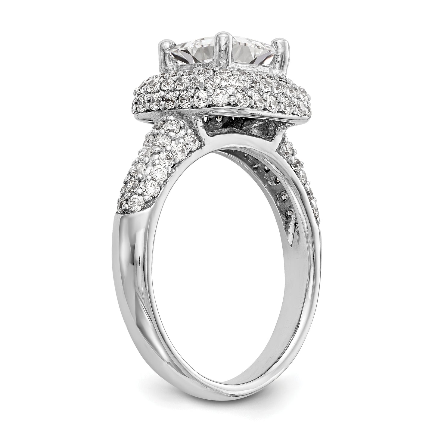 14K White Gold Halo Plus (Holds 1 carat (5.6mm) Princess Center) 1 carat Diamond Semi-Mount Engagement Ring