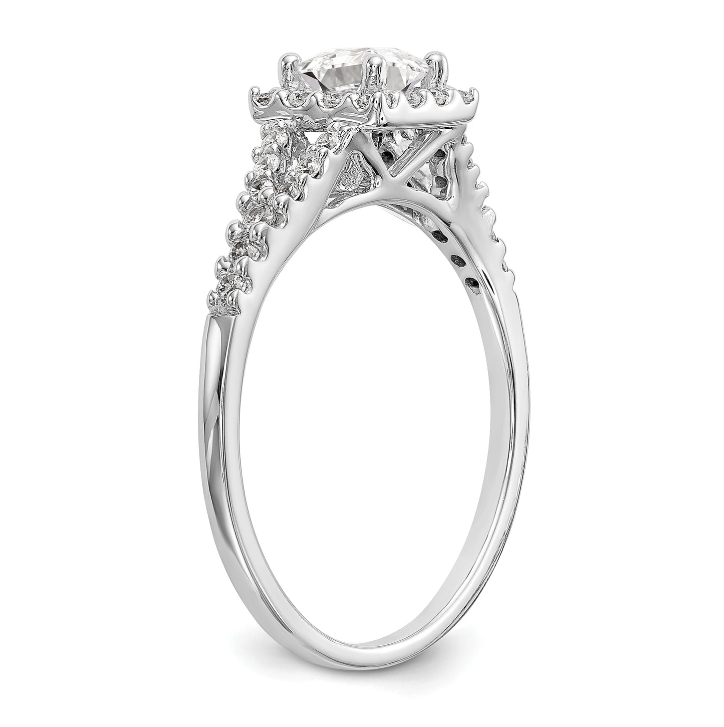 14K White Gold Halo Plus (Holds 1/3 carat (4.00mm) Princess Center) 1/4 carat Diamond Semi-Mount Engagement Ring
