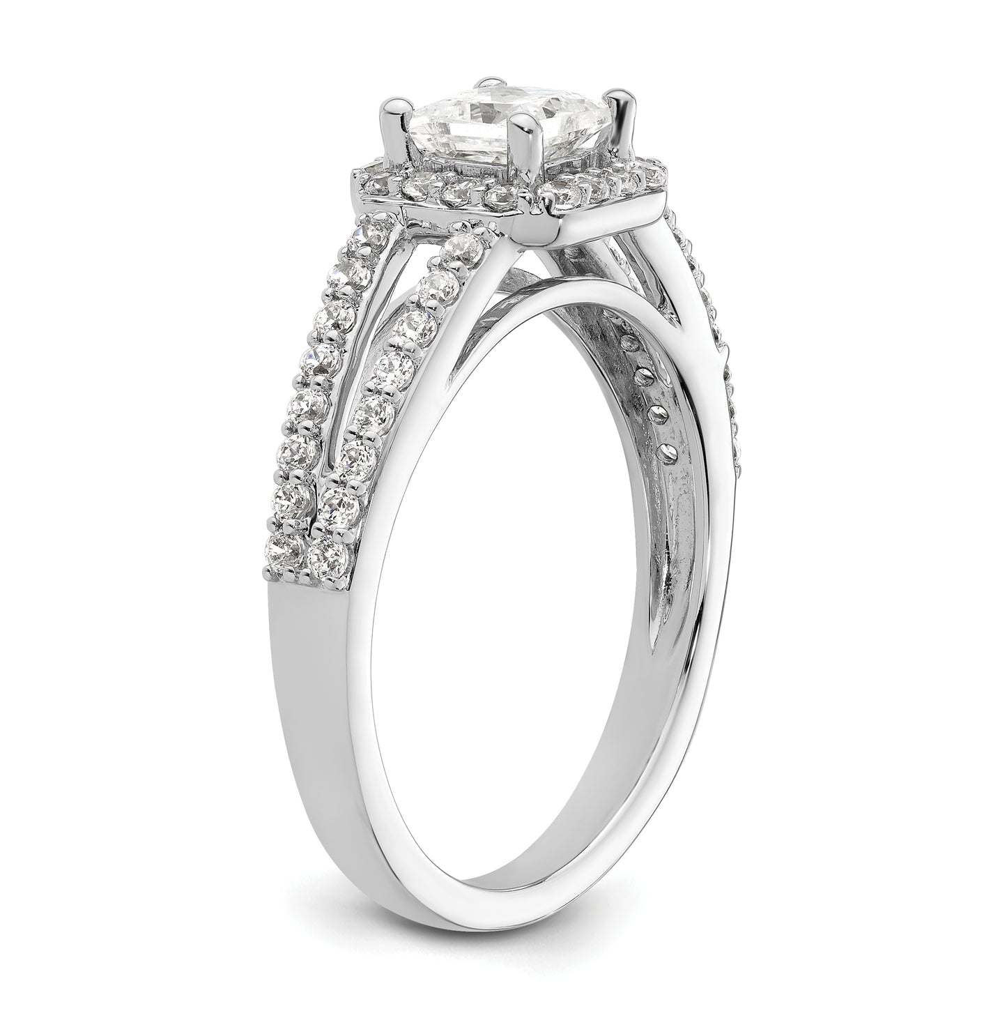 14K White Gold Halo Plus (Holds 1/2 carat (4.5mm) Princess Center) 1/2 carat Diamond Semi-Mount Engagement Ring