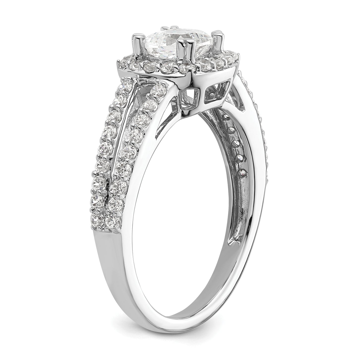 14K White Gold Halo Plus (Holds 3/4 carat (5.3mm) Cushion Center) 1/2 carat Diamond Semi-Mount Engagement Ring