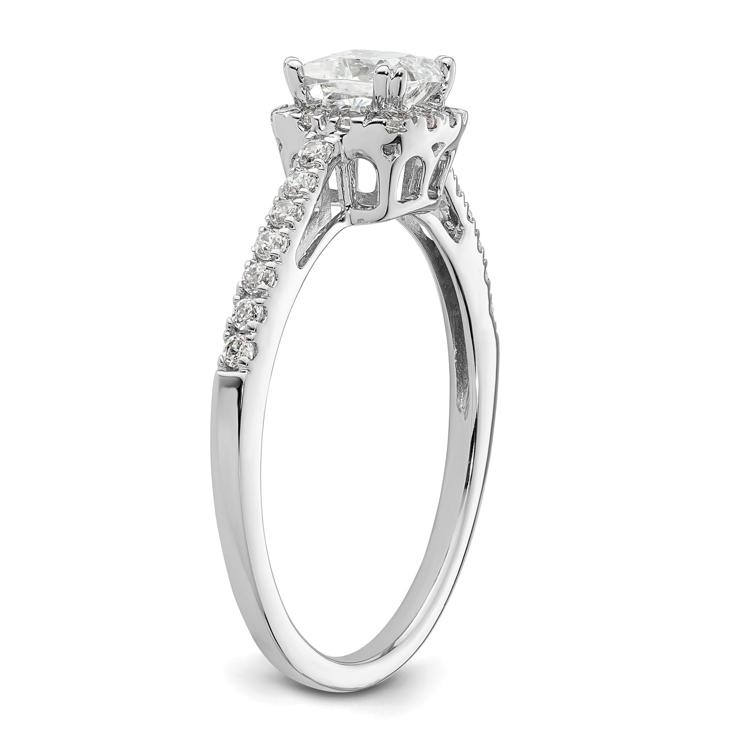 14K White Gold Halo Plus (Holds 3/4 carat (5.00mm) Cushion Center) 1/4 carat Diamond Semi-Mount Engagement Ring