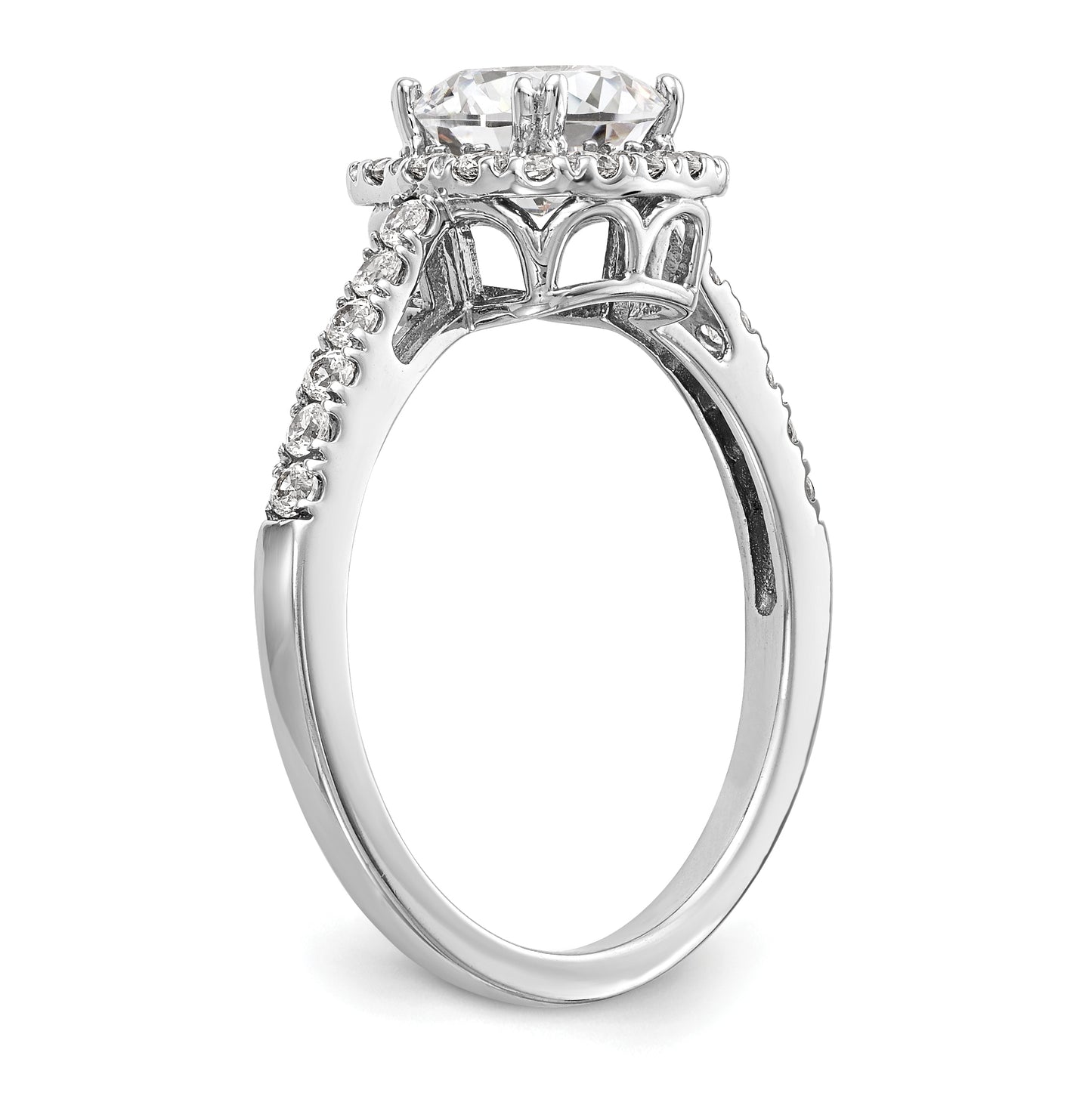 14K White Gold Halo Plus (Holds 1 carat (5.8mm) Cushion Center) 3/8 carat Diamond Semi-Mount Engagement Ring