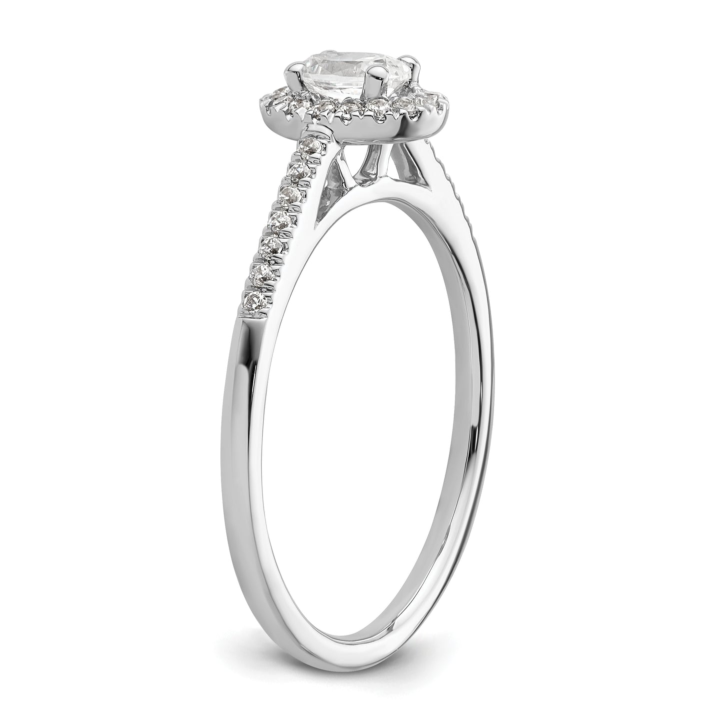 14K White Gold Halo Plus (Holds 1/4 carat (5.0x3.5mm) Oval Center) 1/6 carat Diamond Semi-Mount Engagement Ring