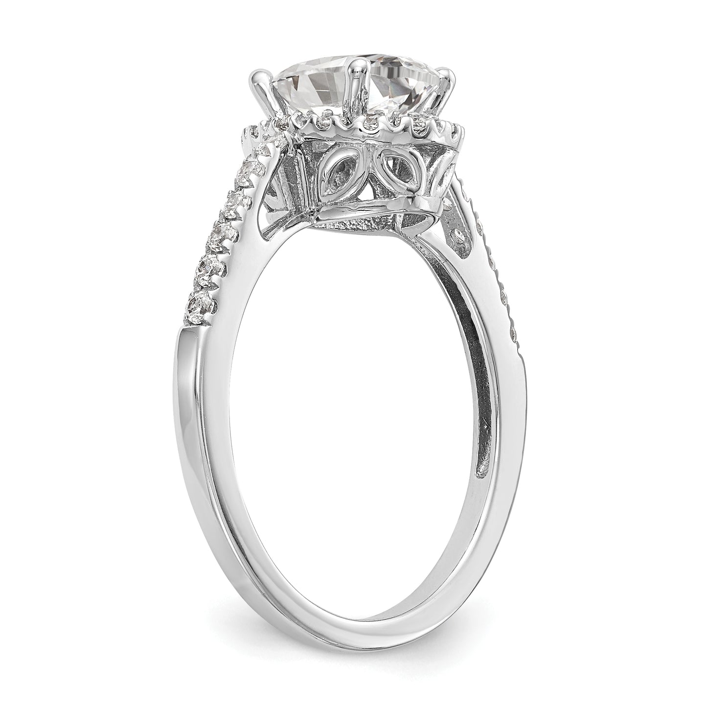 14K White Gold Halo Plus (Holds 1 carat (7x5mm) Oval Center) 1/4 carat Diamond Semi-Mount Engagement Ring