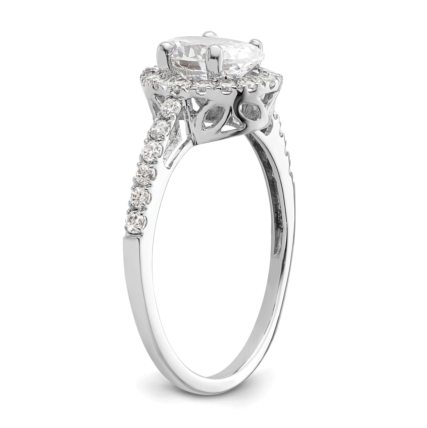 14K White Gold Halo Plus (Holds 2 carat (8.5x6.5mm) Oval Center) 3/8 carat Diamond Semi-Mount Engagement Ring