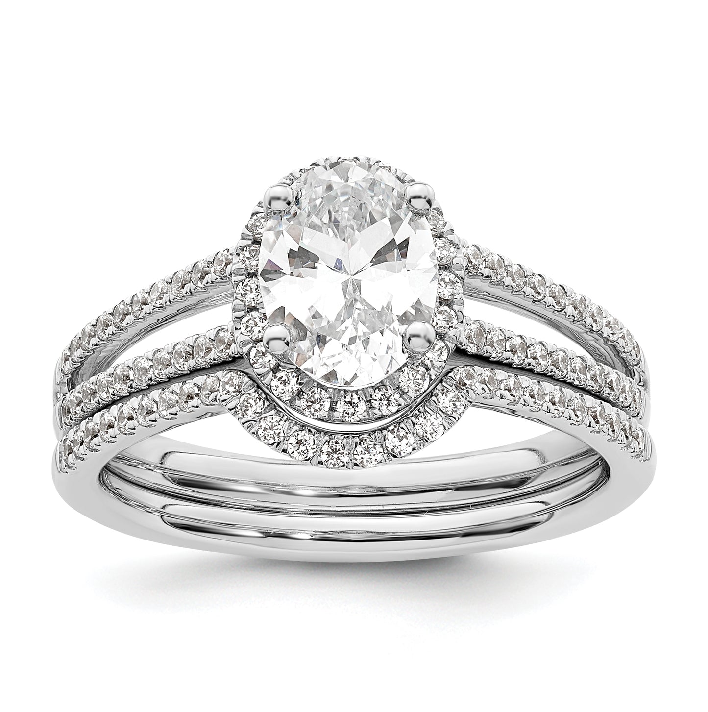 14K White Gold Halo Plus (Holds 3/4 carat (7.5x5.0mm) Oval Center) 1/3 carat Diamond Semi-Mount Engagement Ring