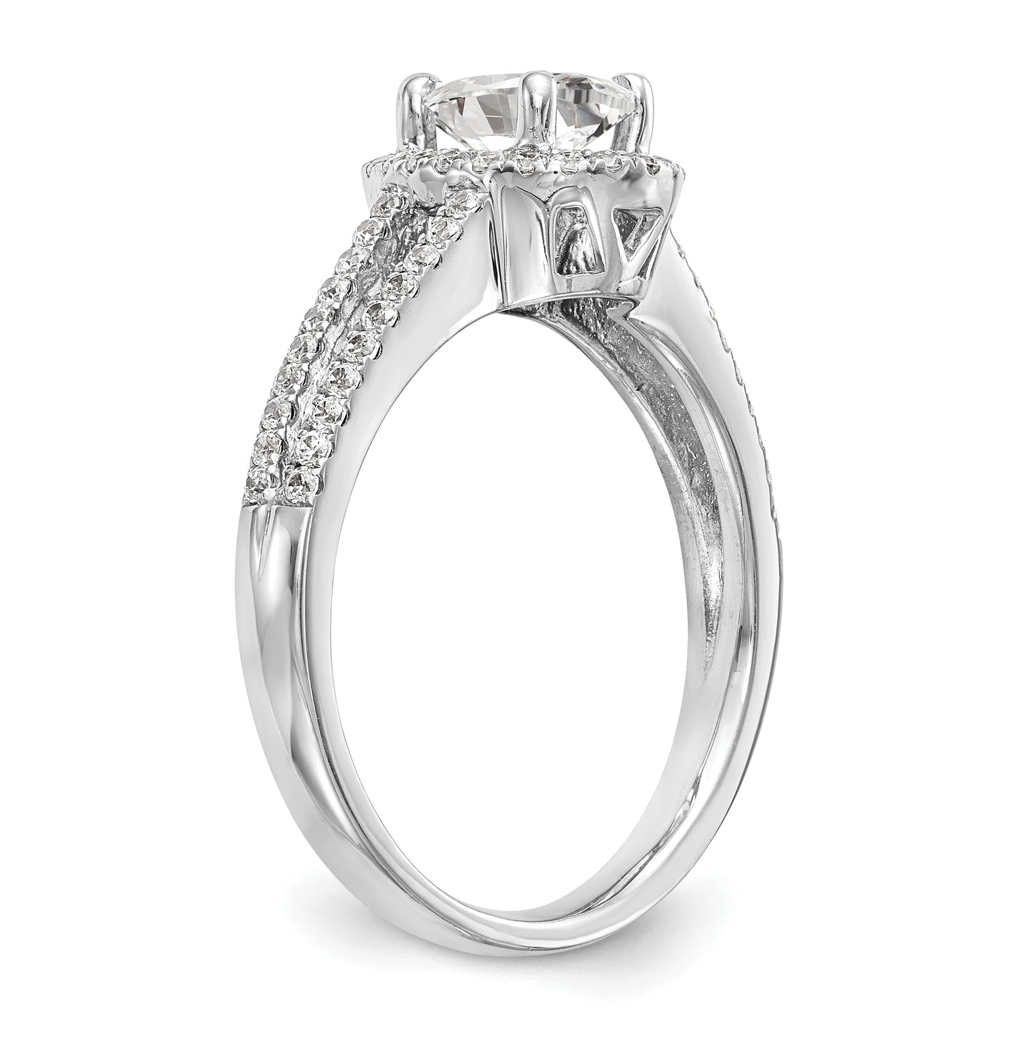14K White Gold Halo Plus (Holds 1 carat (8.0x5.5mm) Oval Center) 1/3 carat Diamond Semi-Mount Engagement Ring
