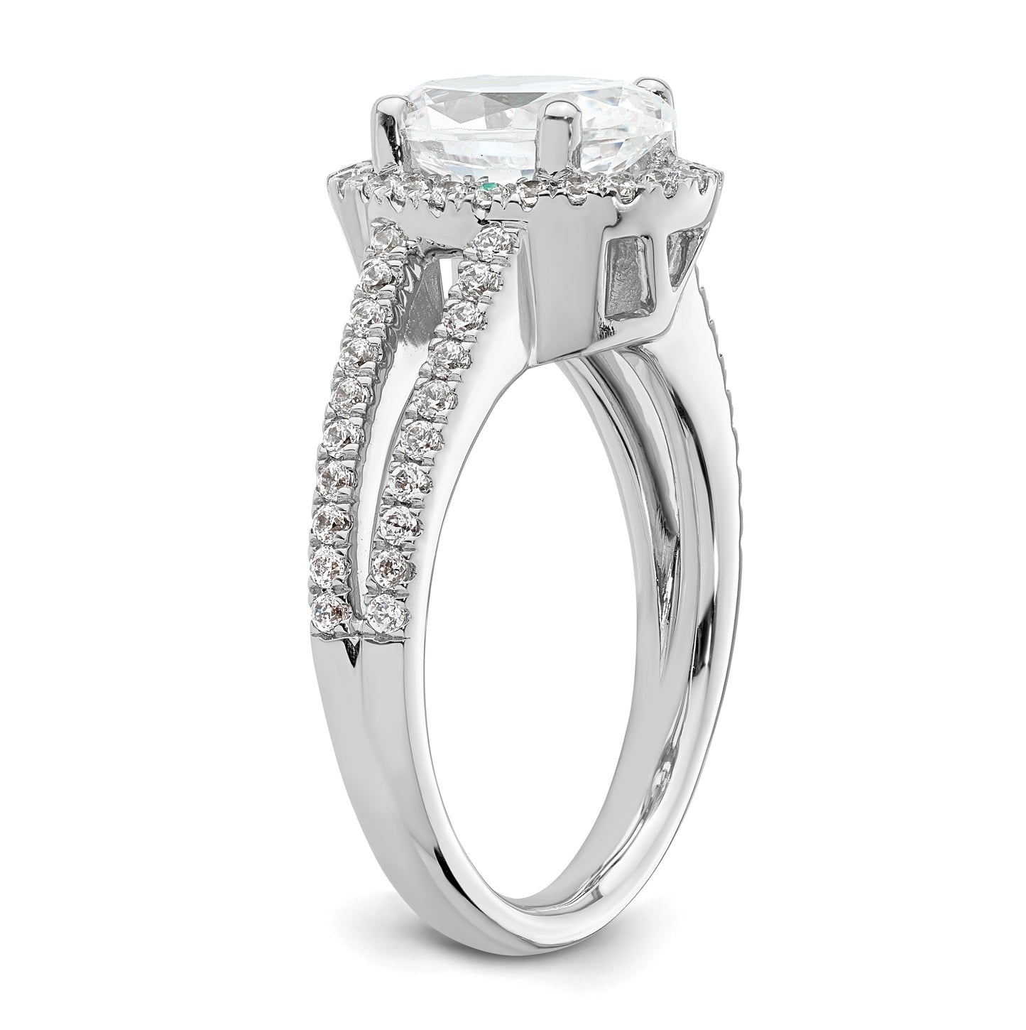 14K White Gold Halo Plus (Holds 2 carat (10x7mm) Oval Center) 1/2 carat Diamond Semi-Mount Engagement Ring