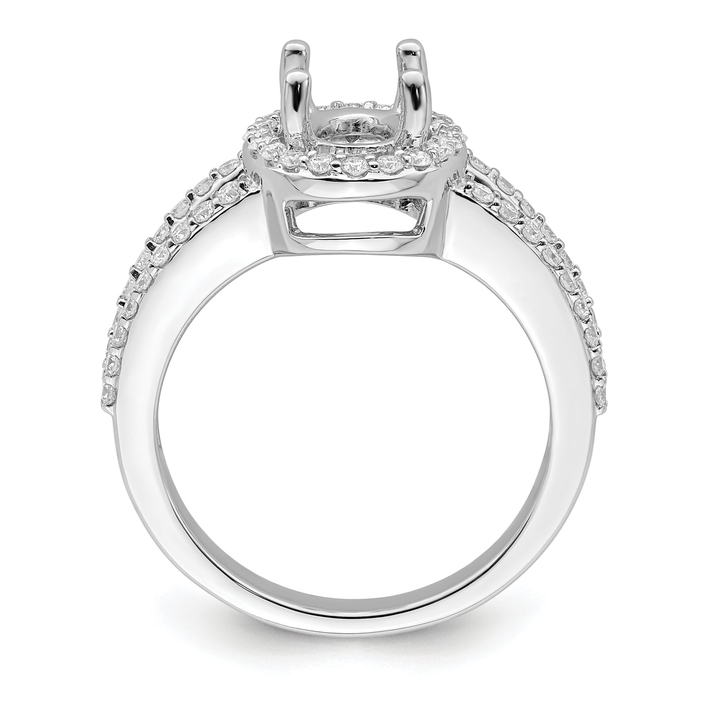 True Origin 14K White Gold 1/2ct Lab Grown Diamond VS/SI D E F Semi Mount Oval Halo Engagement Ring