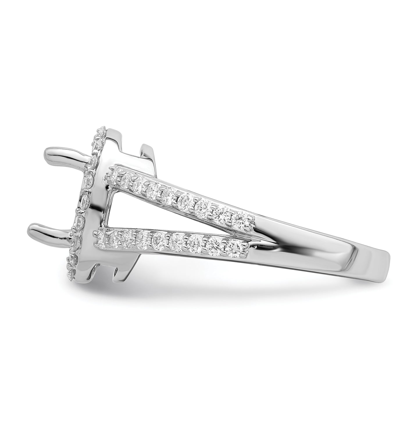 14K White Gold Halo Plus (Holds 2 carat (9.5x7.0mm) Oval Center) 1/2 carat Diamond Semi-Mount Engagement Ring