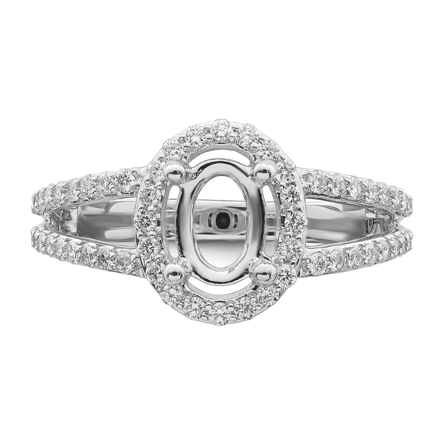 True Origin 14K White Gold 1/2ct Lab Grown Diamond VS/SI D E F Semi Mount Oval Halo Engagement Ring