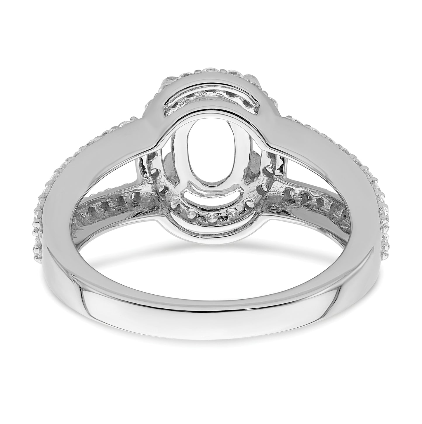 True Origin 14K White Gold 1/2ct Lab Grown Diamond VS/SI D E F Semi Mount Oval Halo Engagement Ring