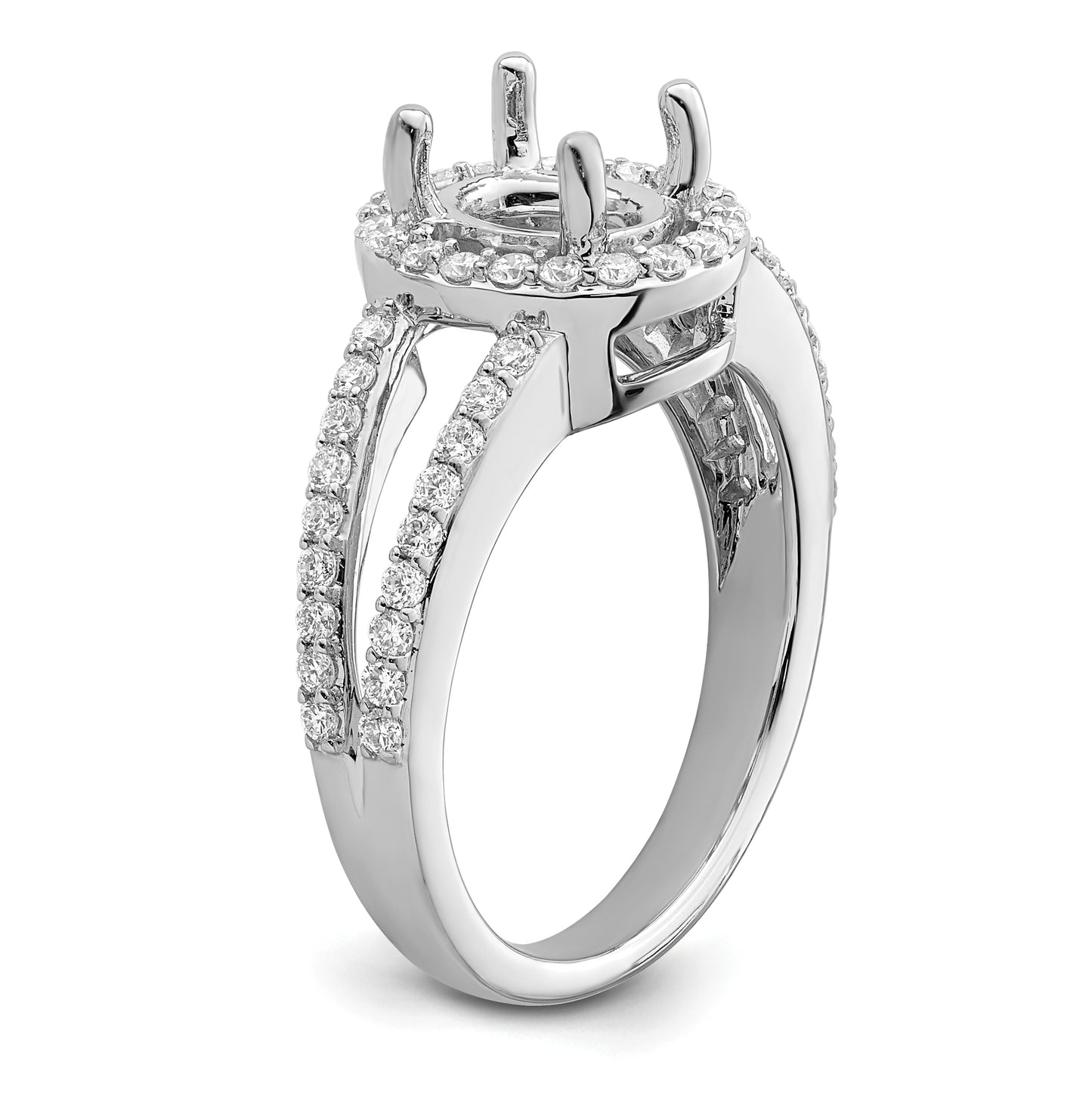 True Origin 14K White Gold 1/2ct Lab Grown Diamond VS/SI D E F Semi Mount Oval Halo Engagement Ring