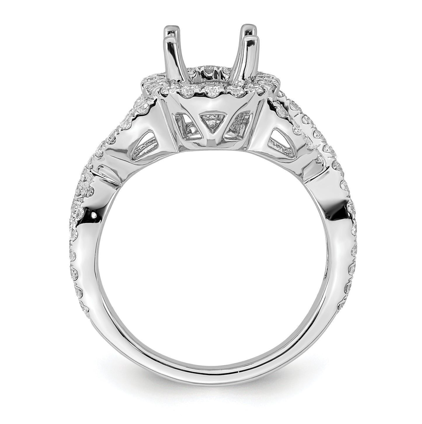 True Origin 14K White Gold 1 carat Lab Grown Diamond VS/SI D E F Semi Mount Oval Halo Engagement Ring