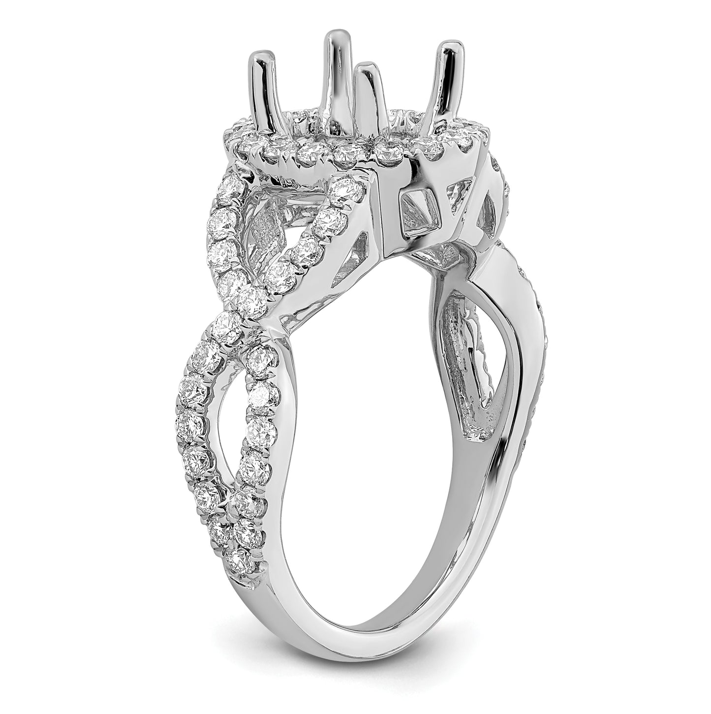 True Origin 14K White Gold 1 carat Lab Grown Diamond VS/SI D E F Semi Mount Oval Halo Engagement Ring