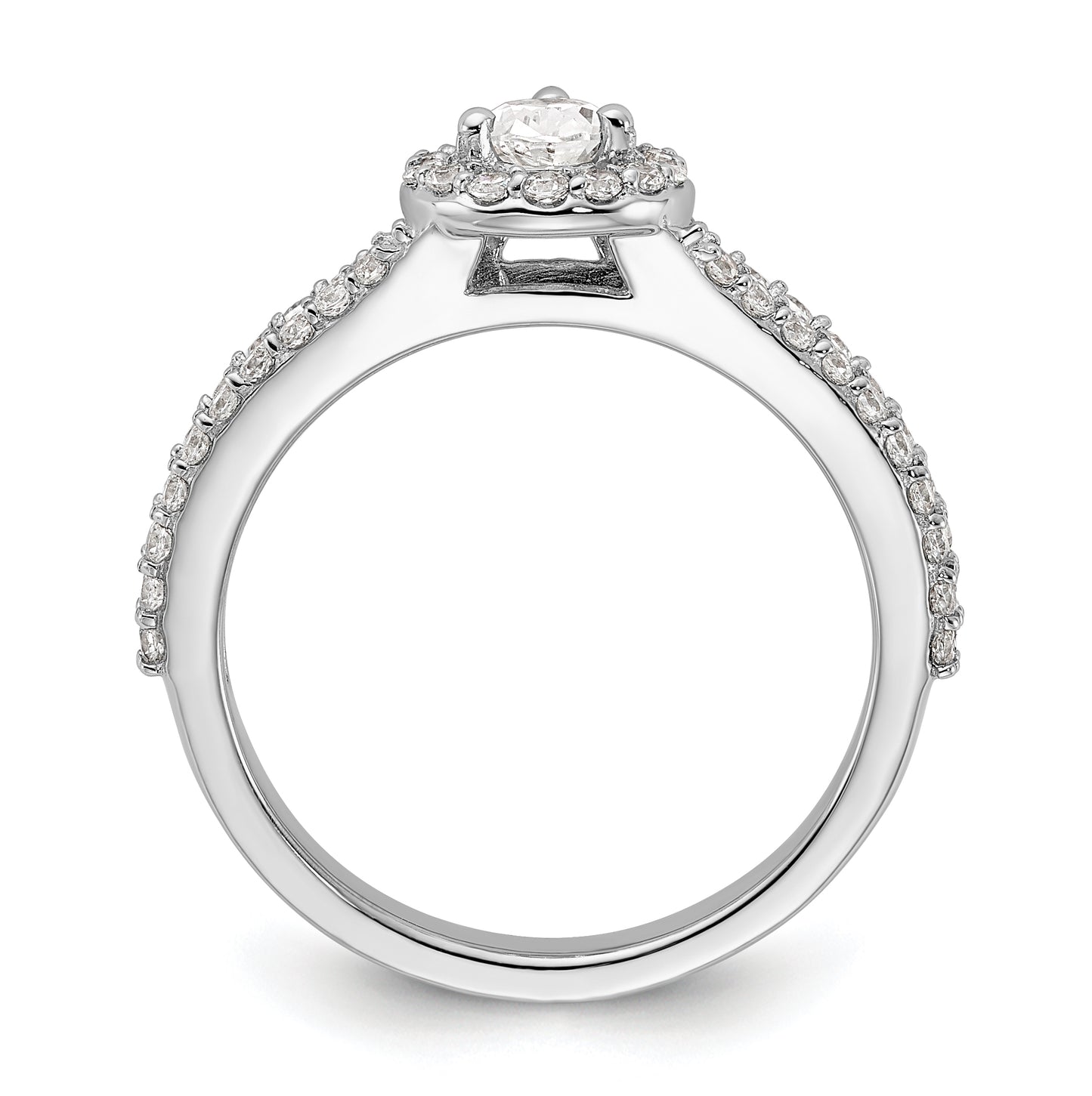 14K White Gold Halo Plus (Holds 1/2 carat (6x4mm) Pear Center) 5/8 carat Diamond Semi-Mount Engagement Ring